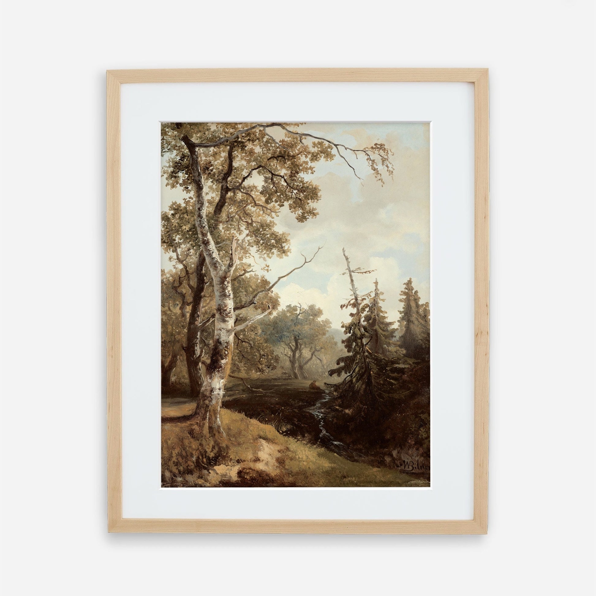 Vintage Forest Trees Vintage Landscape Wall Art by Dutch Painter