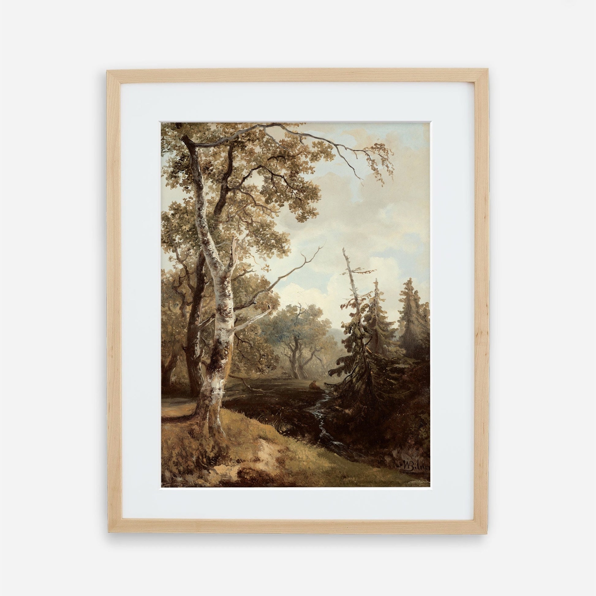 Vintage Forest Trees Vintage Landscape Wall Art by Dutch Painter 