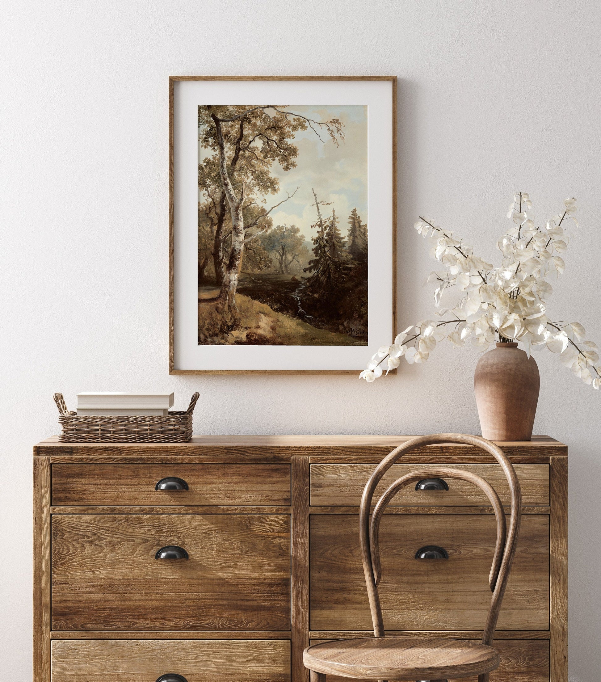 Vintage Forest Trees Vintage Landscape Wall Art by Dutch Painter