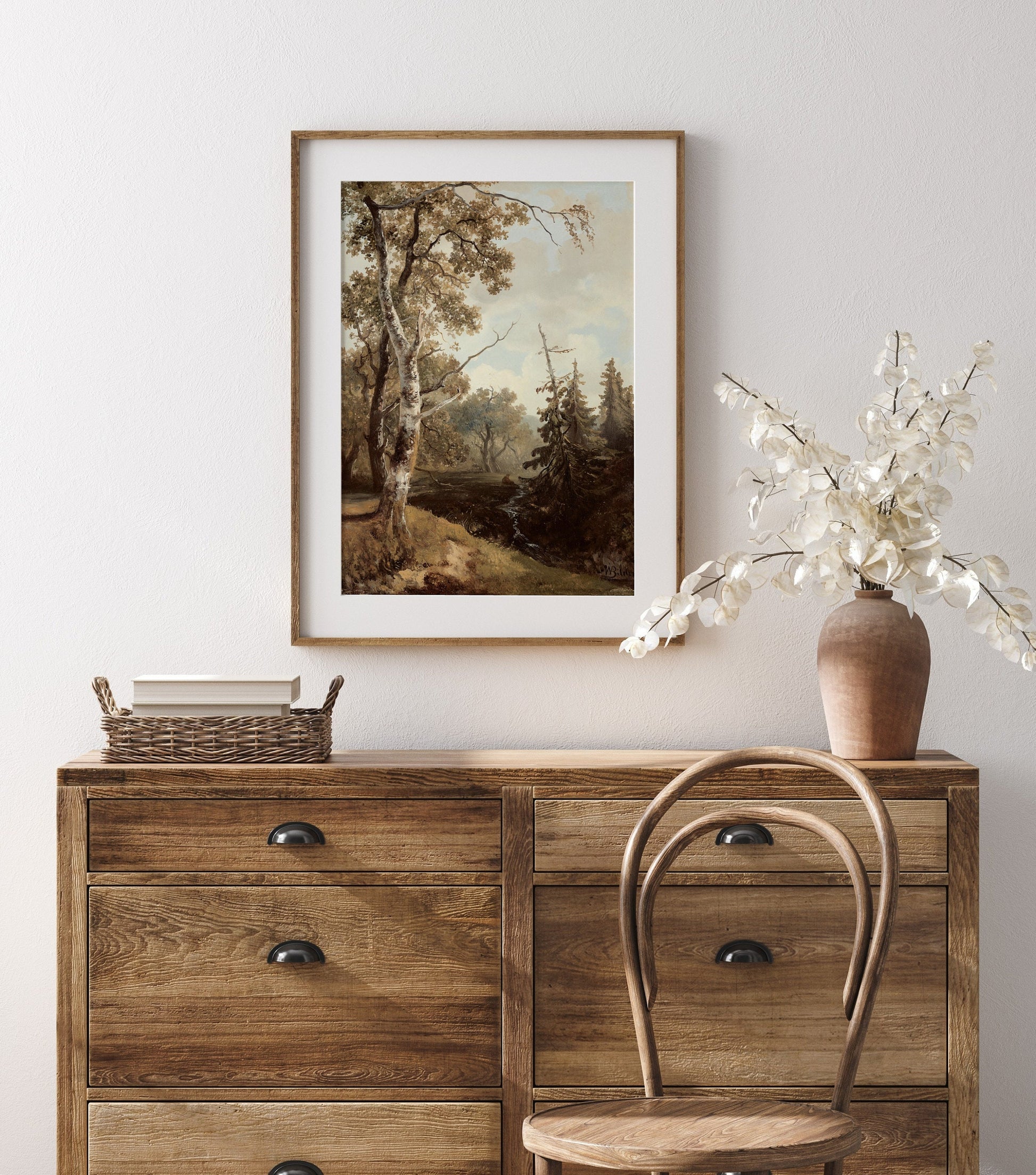 Vintage Forest Trees Vintage Landscape Wall Art by Dutch Painter 