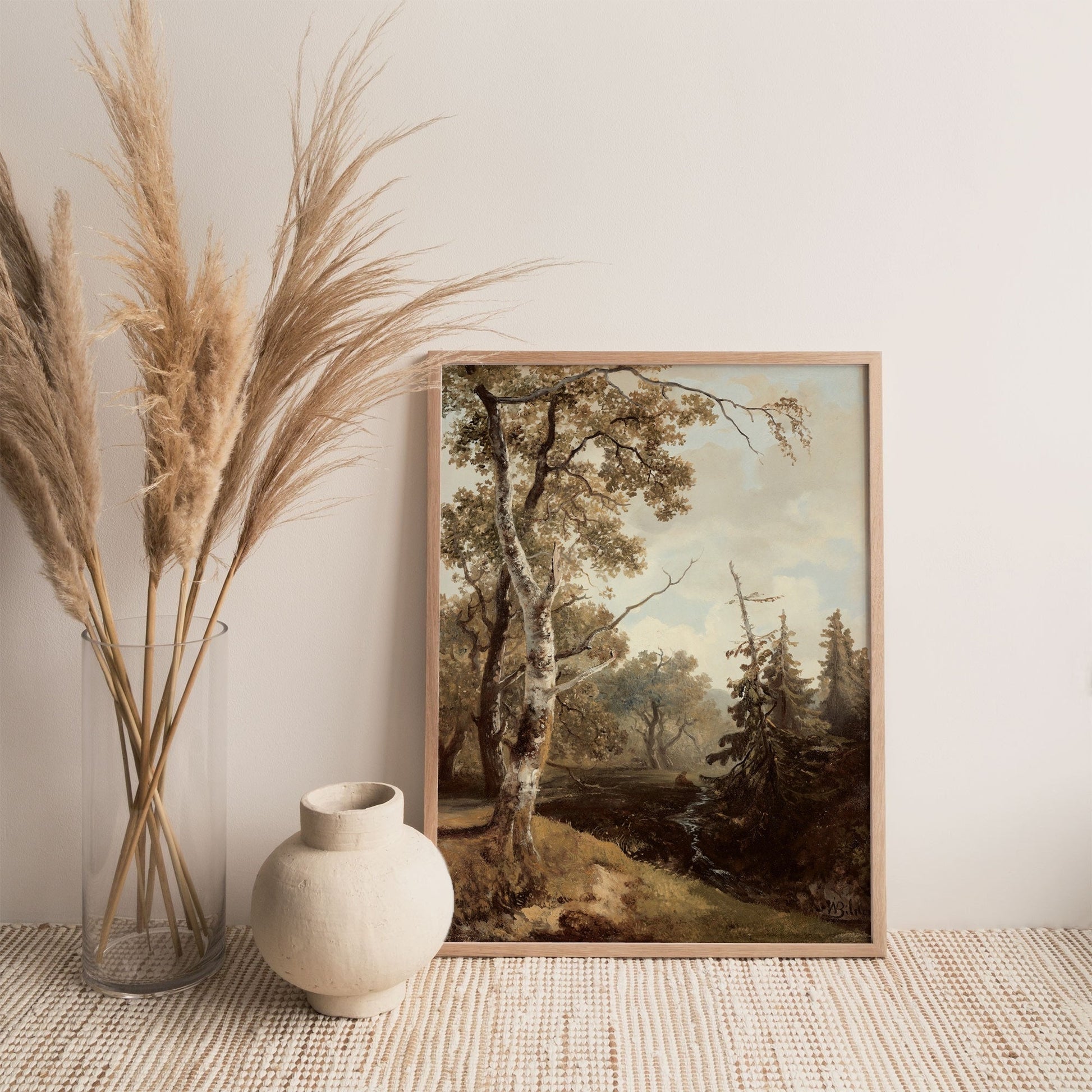 Vintage Forest Trees Vintage Landscape Wall Art by Dutch Painter