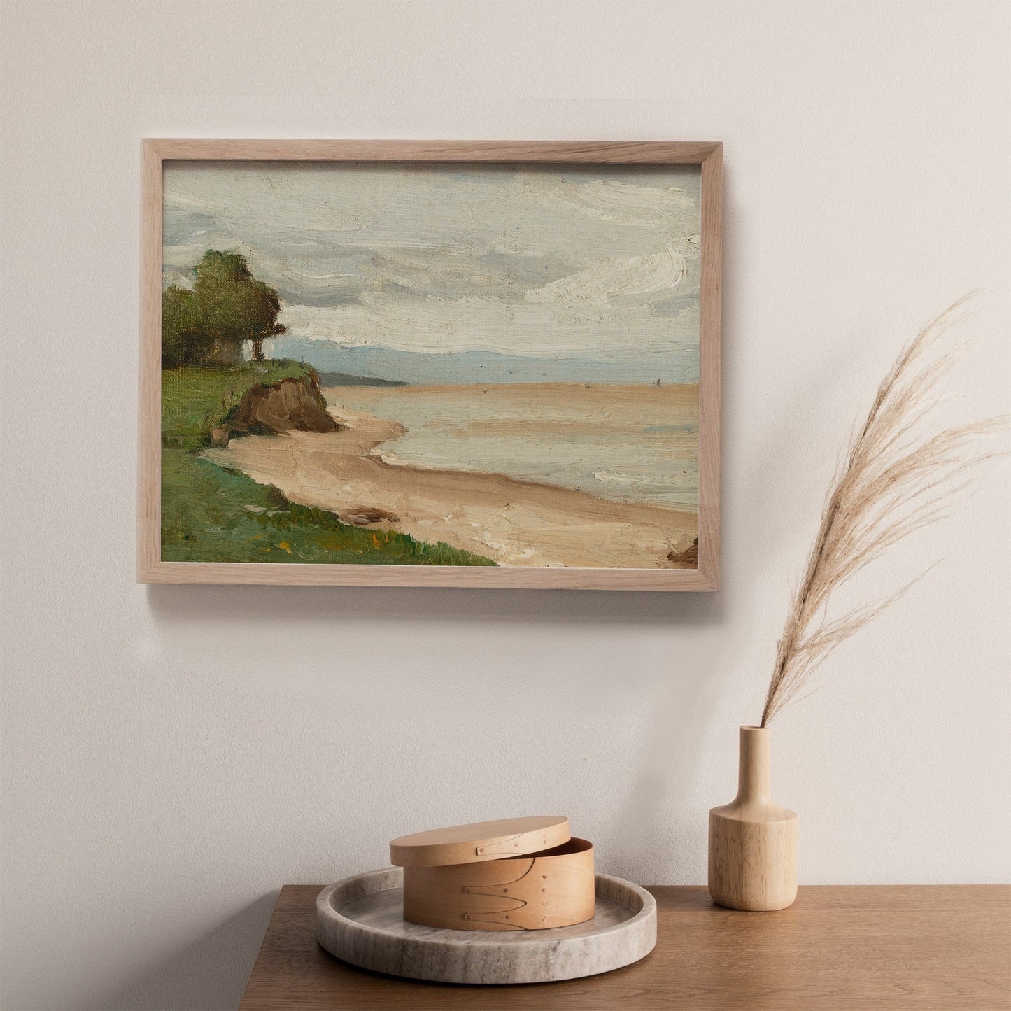 Beach Shoreline Vintage Landscape Print Wall Art