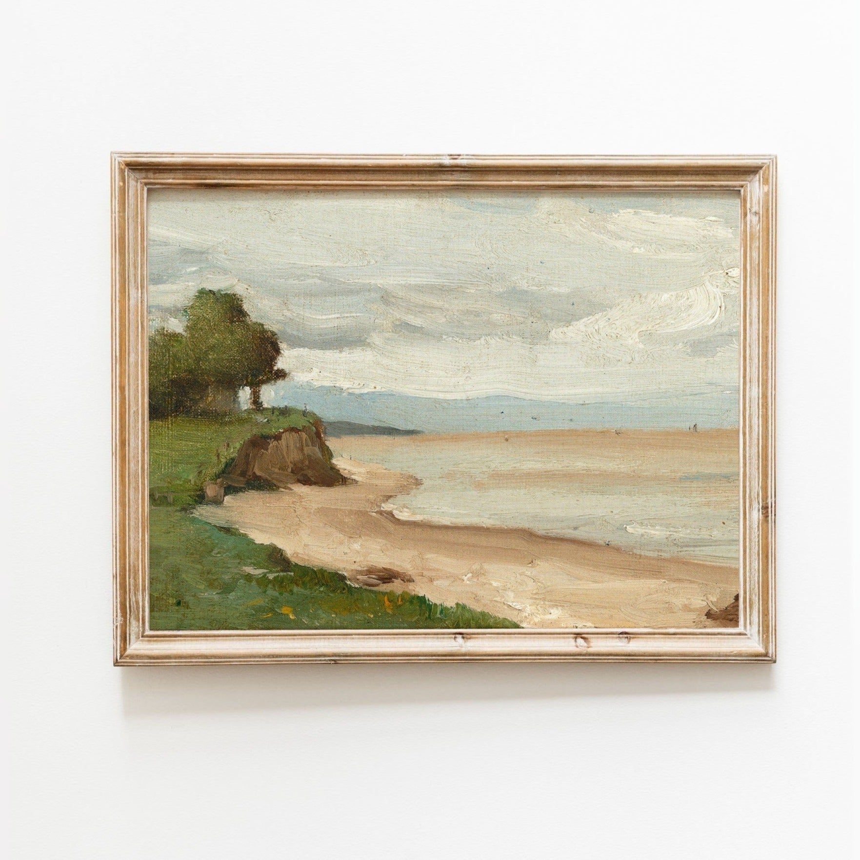 Vintage Beach Landscape Painting, Framed Original Fine outlets Art