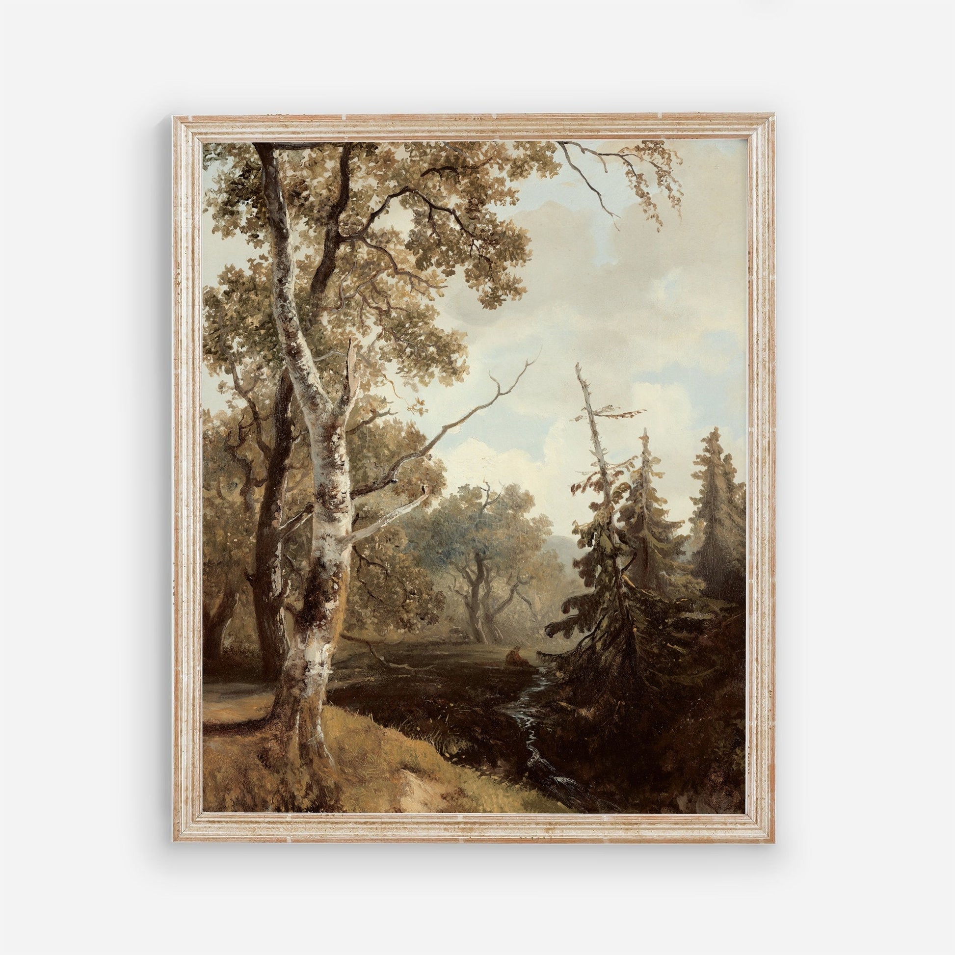 Vintage Forest Trees Vintage Landscape Wall Art by Dutch Painter