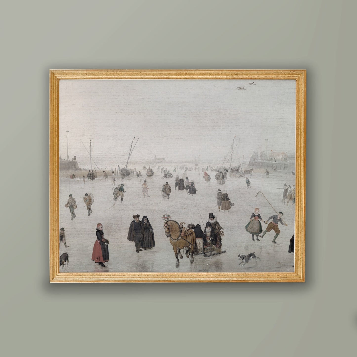 Skating Scene Vintage Holiday Wall Prints