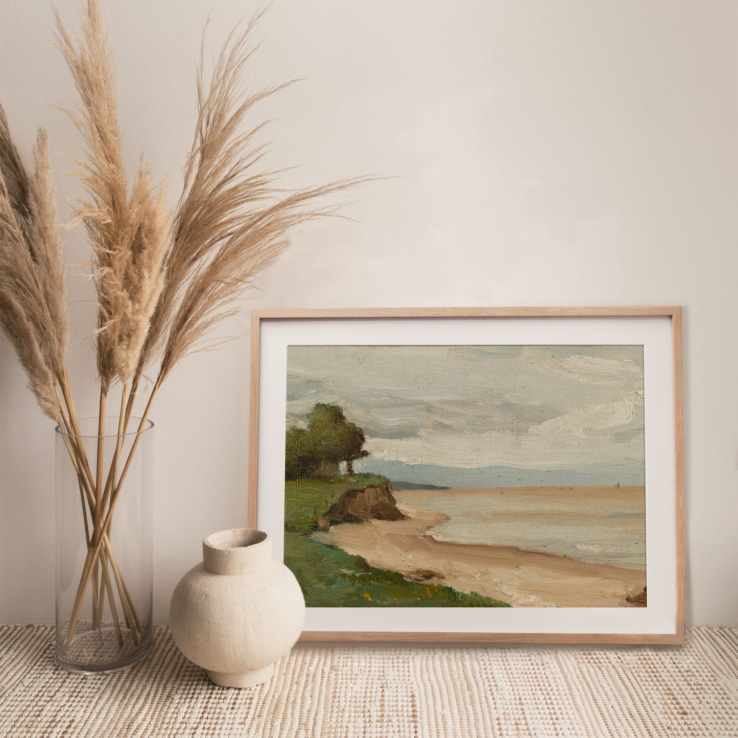 Beach Shoreline Vintage Landscape Print Wall Art