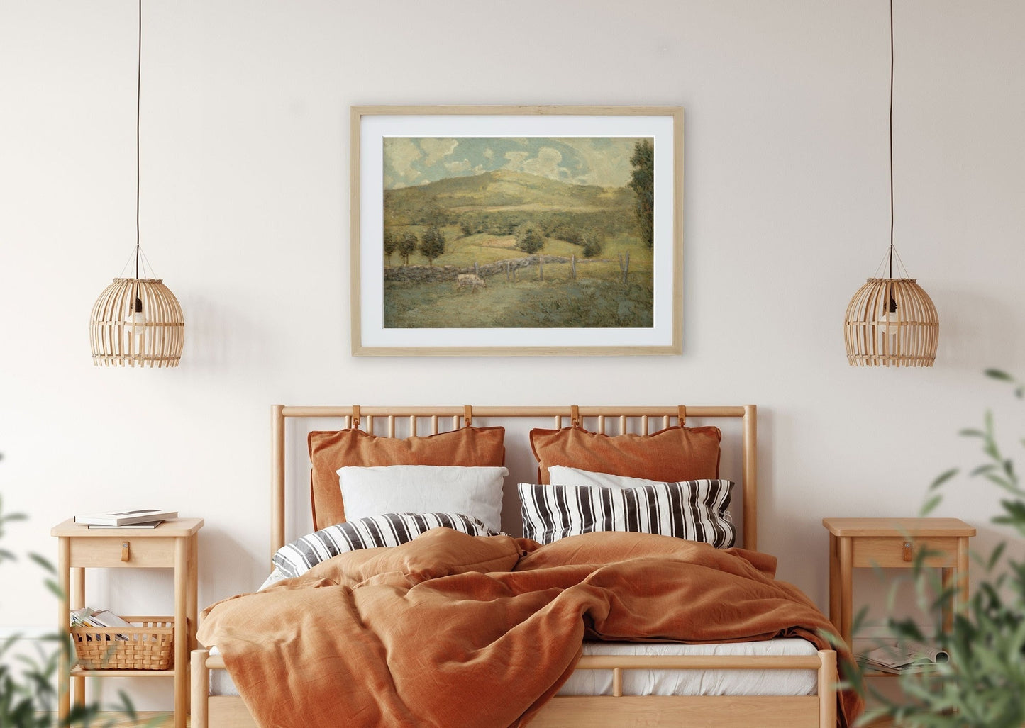 Vintage Landscape Farm with Cows Wall Art