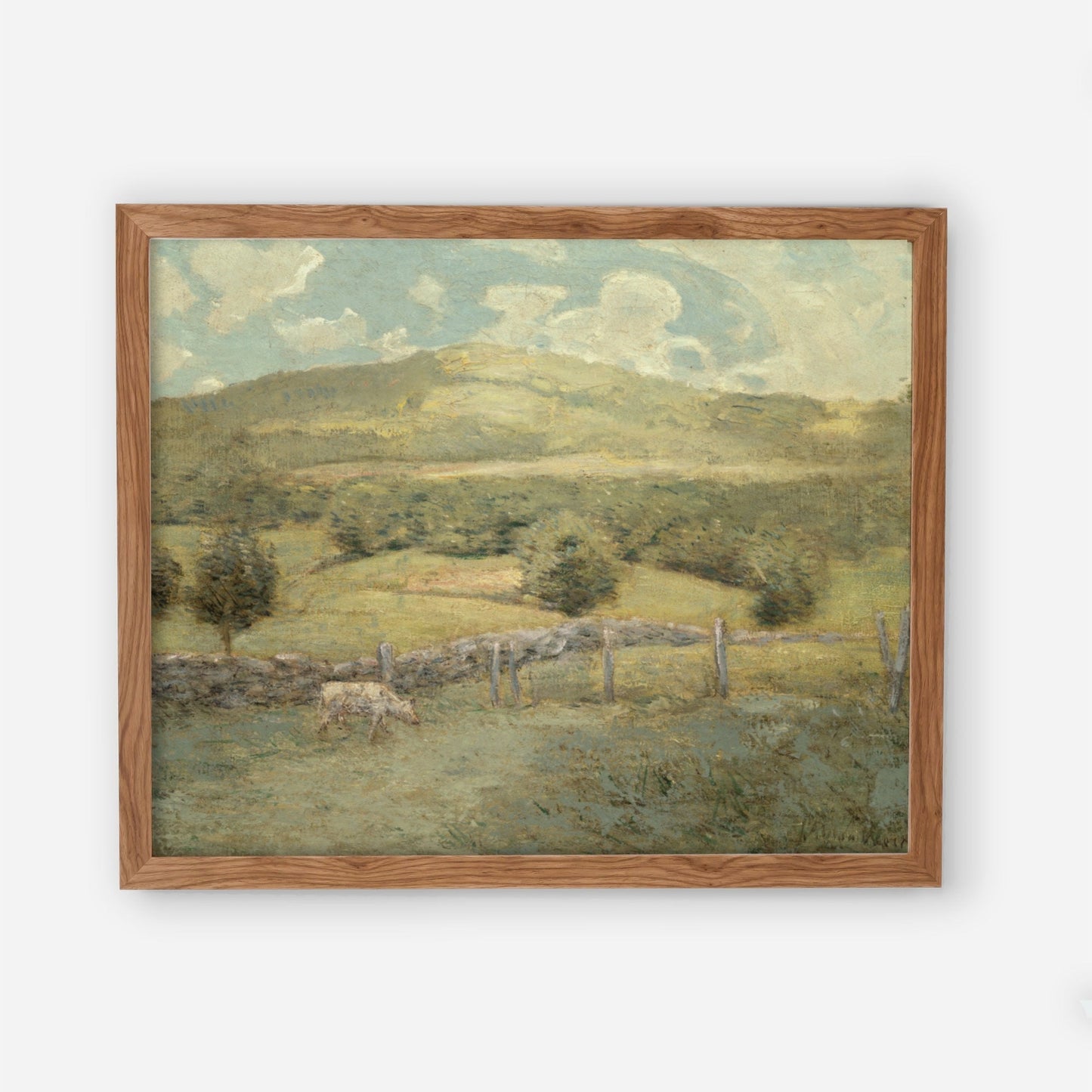 Vintage Landscape Farm with Cows Wall Art