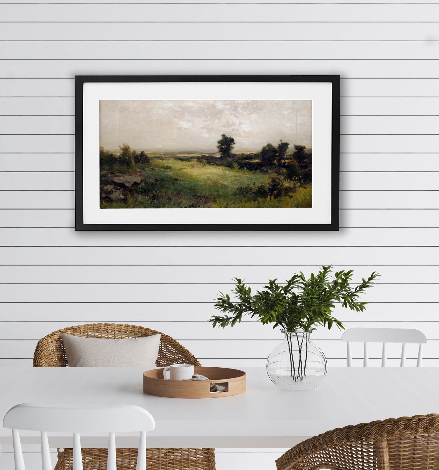 Long Horizontal Vintage Countryside Landscape Wall Art Print