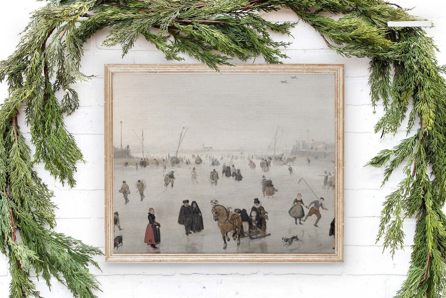 Skating Scene Vintage Holiday Wall Prints