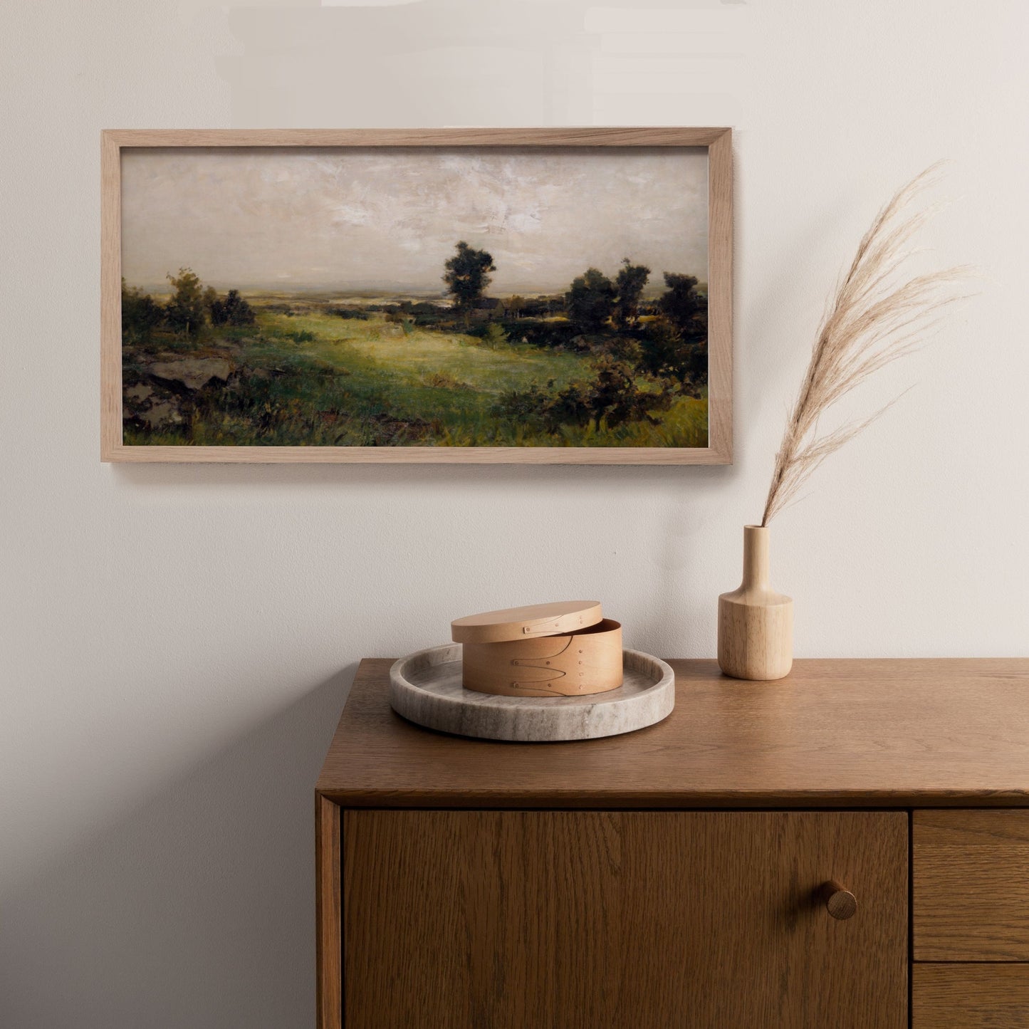 Long Horizontal Vintage Countryside Landscape Wall Art Print