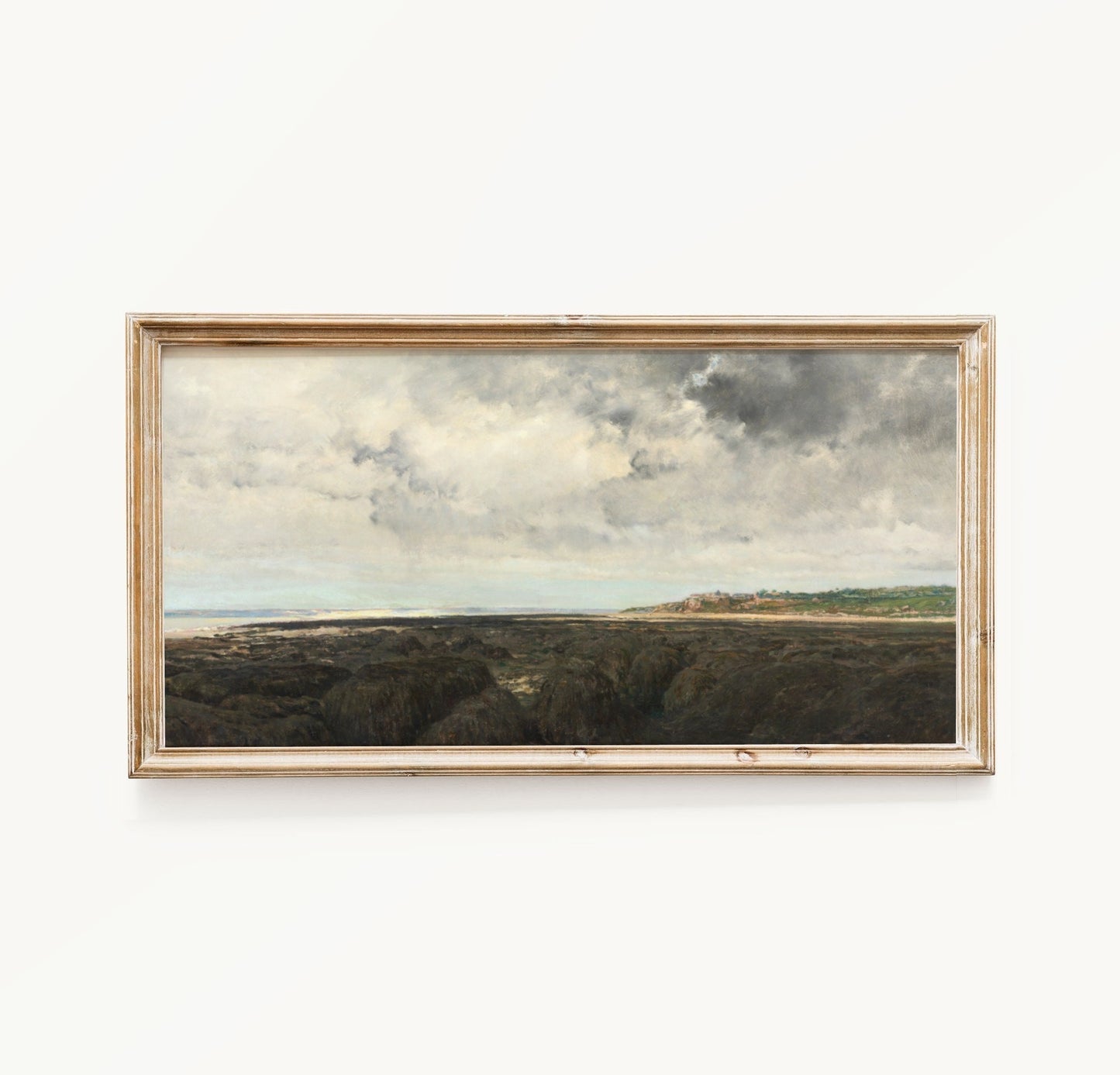 Vintage Long Horizontal Countryside Landscape Wall Art Print