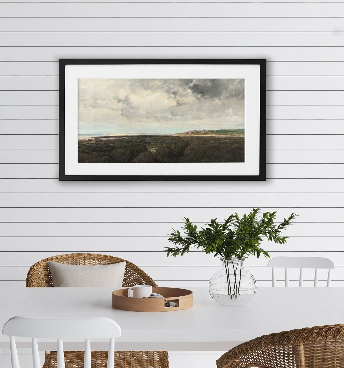 Vintage Long Horizontal Countryside Landscape Wall Art Print