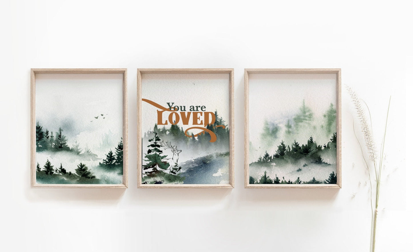 Forest Mountains Nursery Wall Art Set of three 