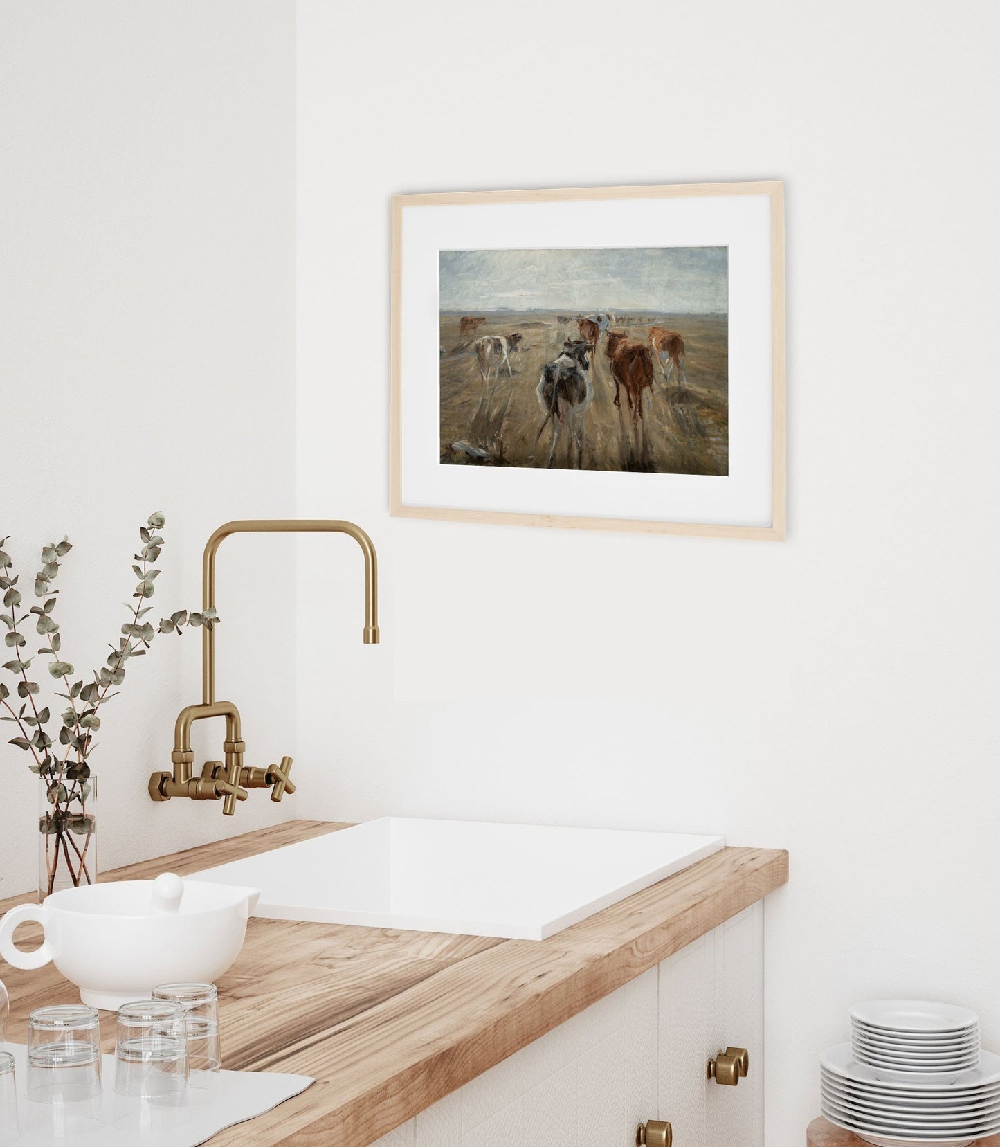 Vintage Print of Horses Running for Modern Farmhouse Decor