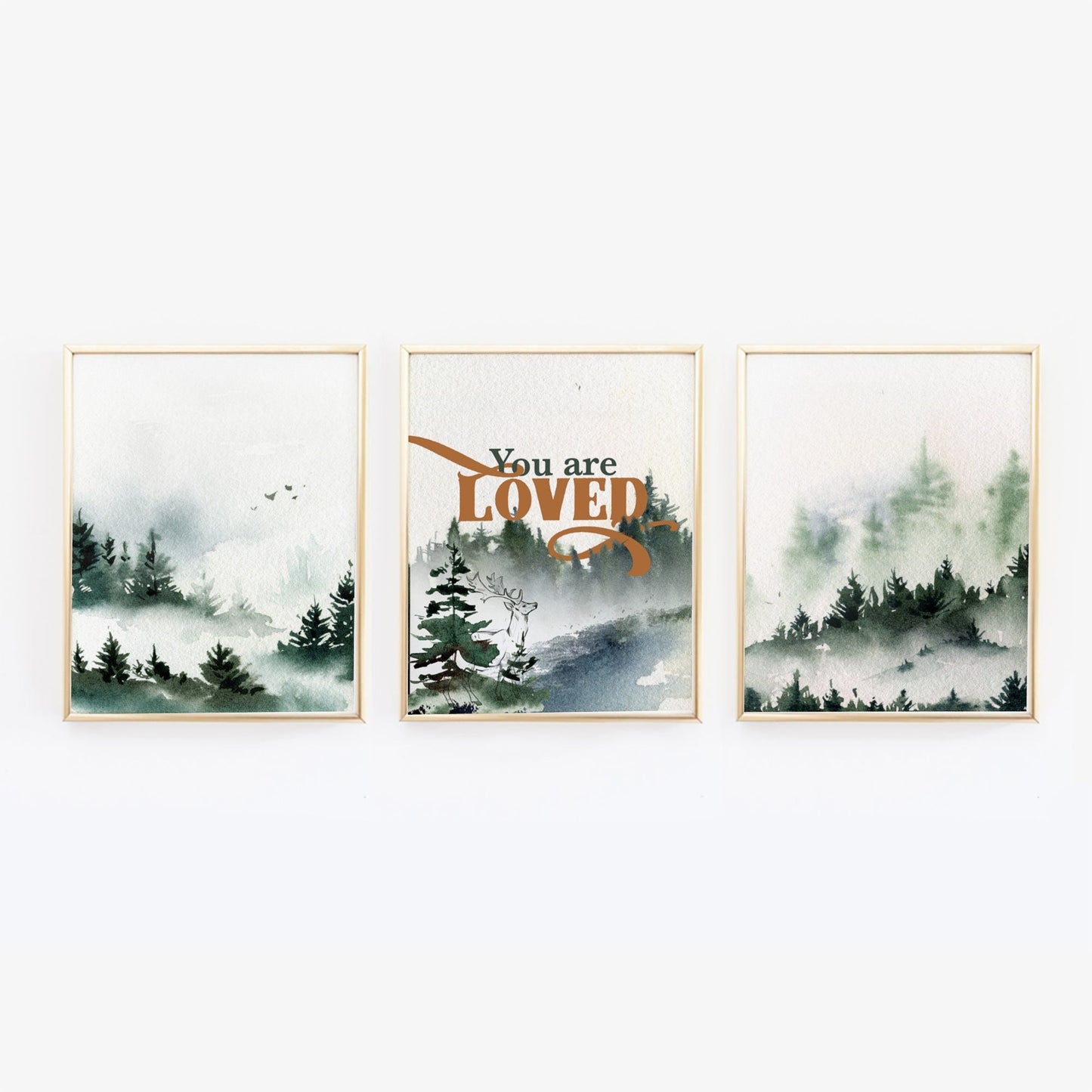 Forest Mountains Nursery Wall Art Set of three 