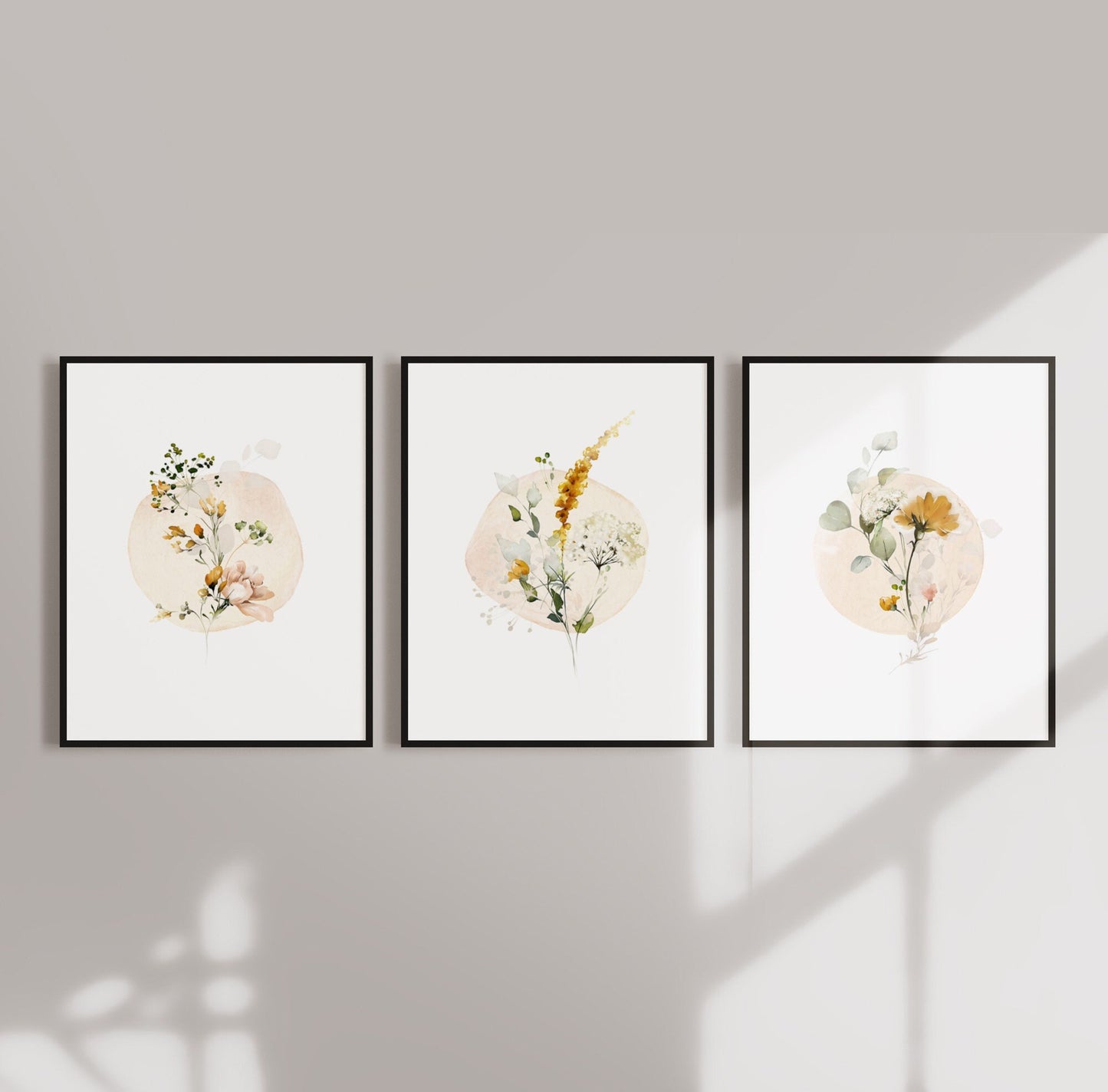 Watercolor Floral Set of Three Wall Art 