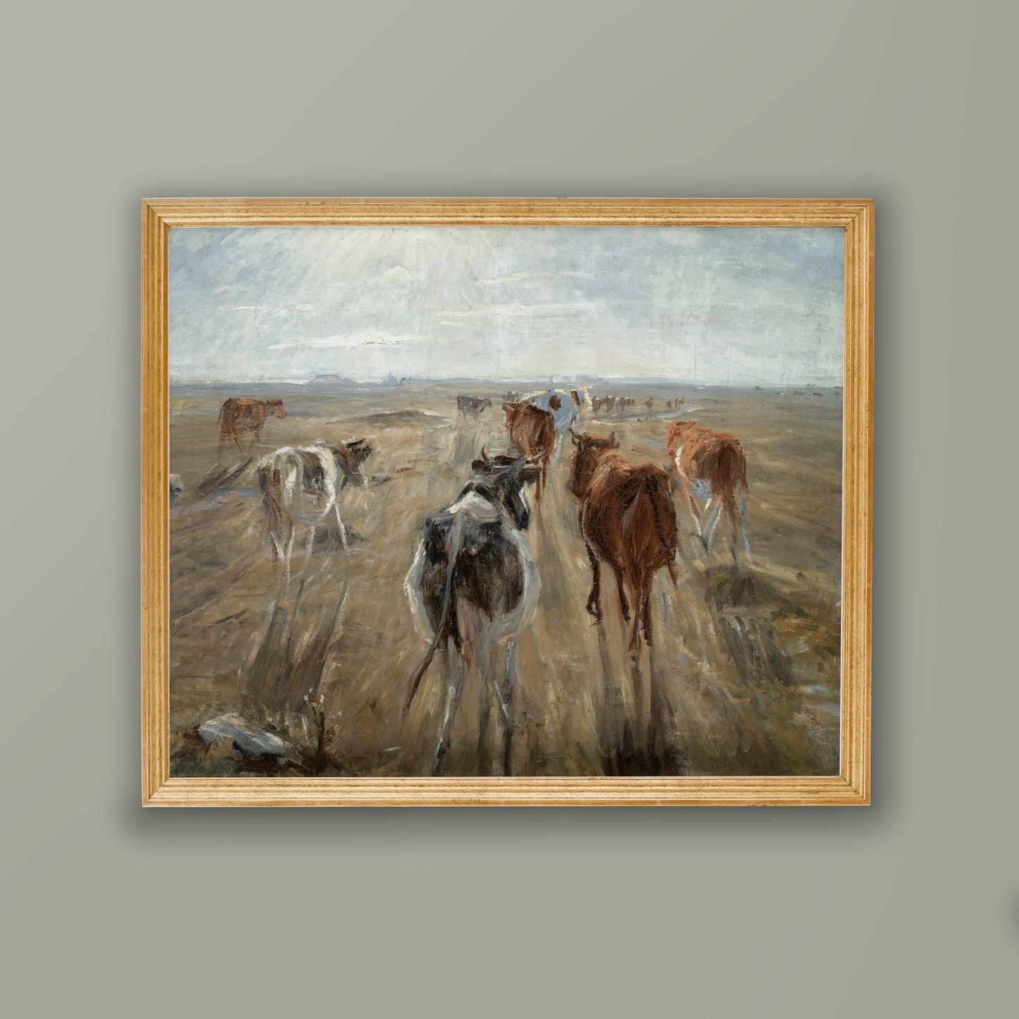 Vintage Print of Horses Running for Modern Farmhouse Decor