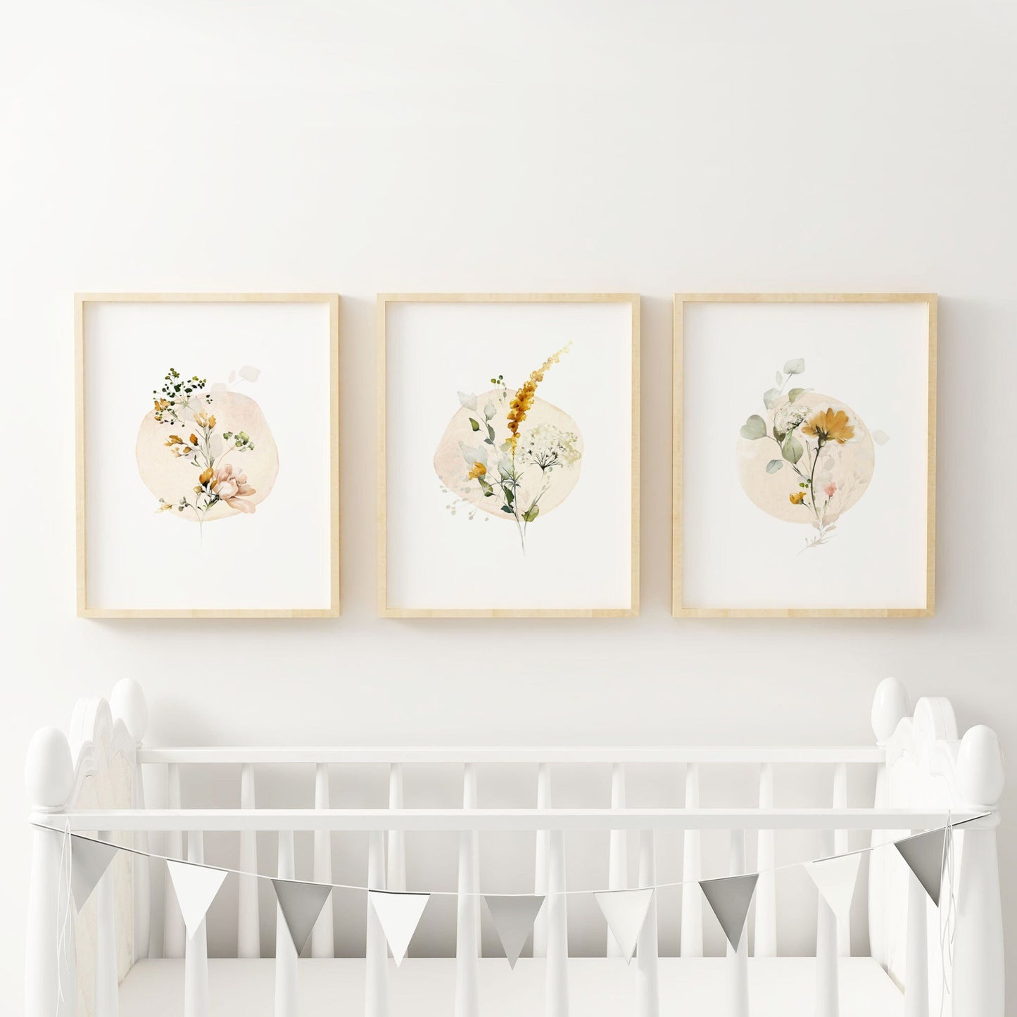 Watercolor Floral Set of Three Wall Art 