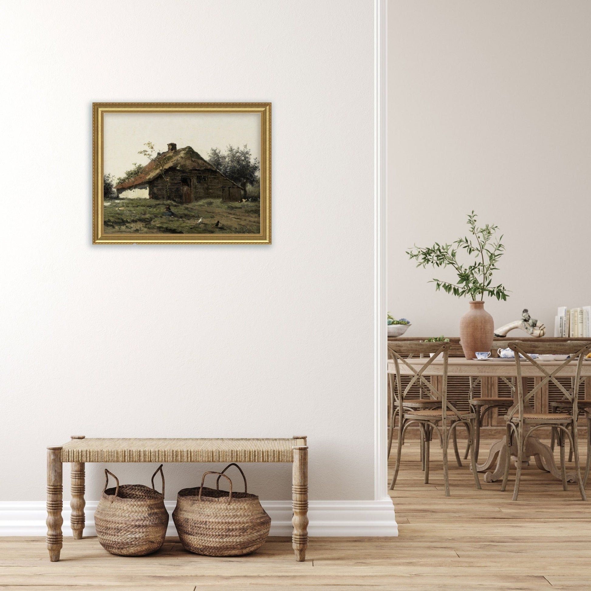 Vintage Country home with green and brown Wall Art