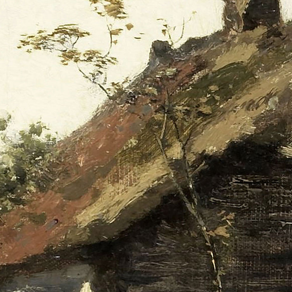 Vintage Country home with green and brown Wall Art