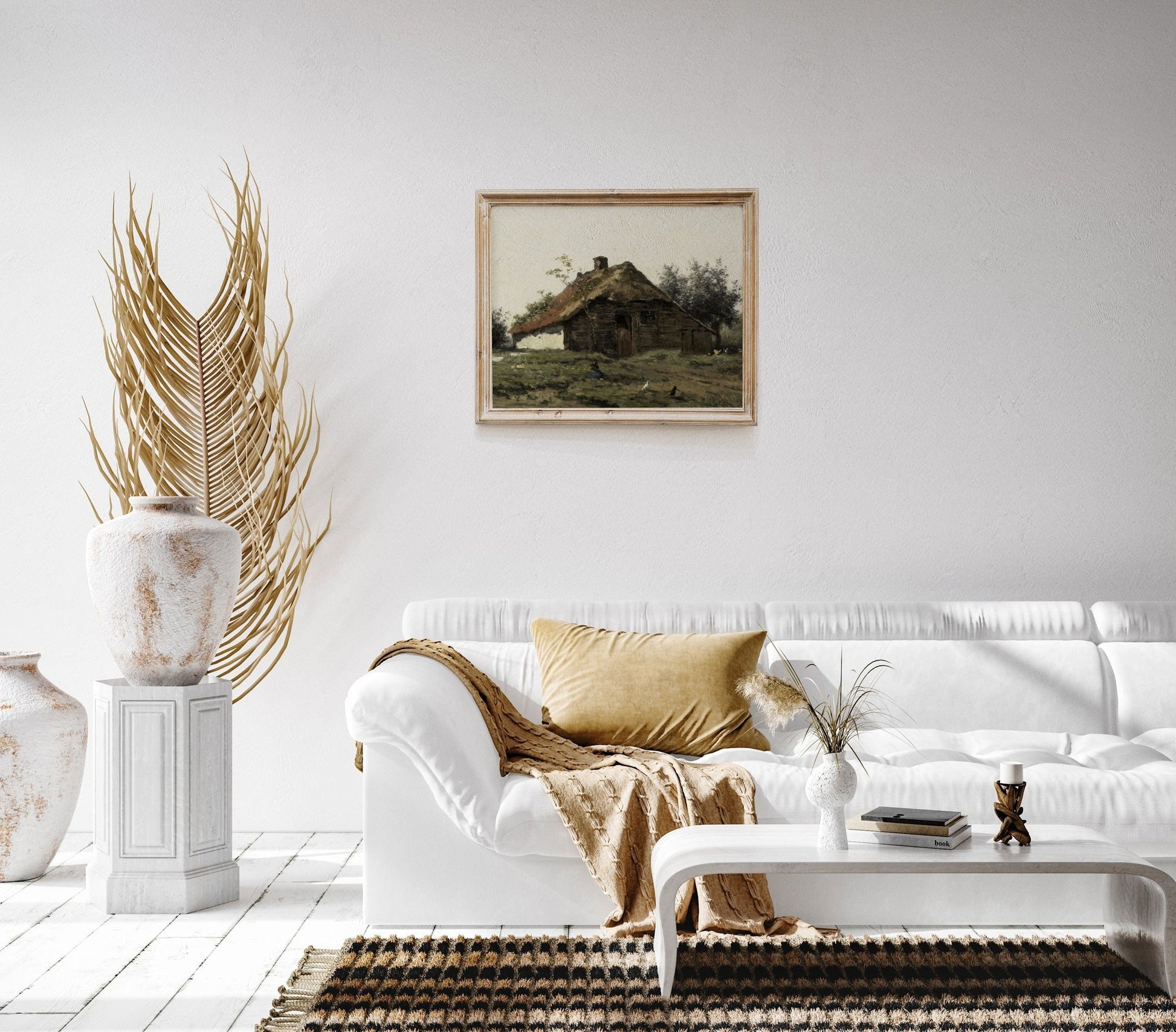 Vintage Country home with green and brown Wall Art