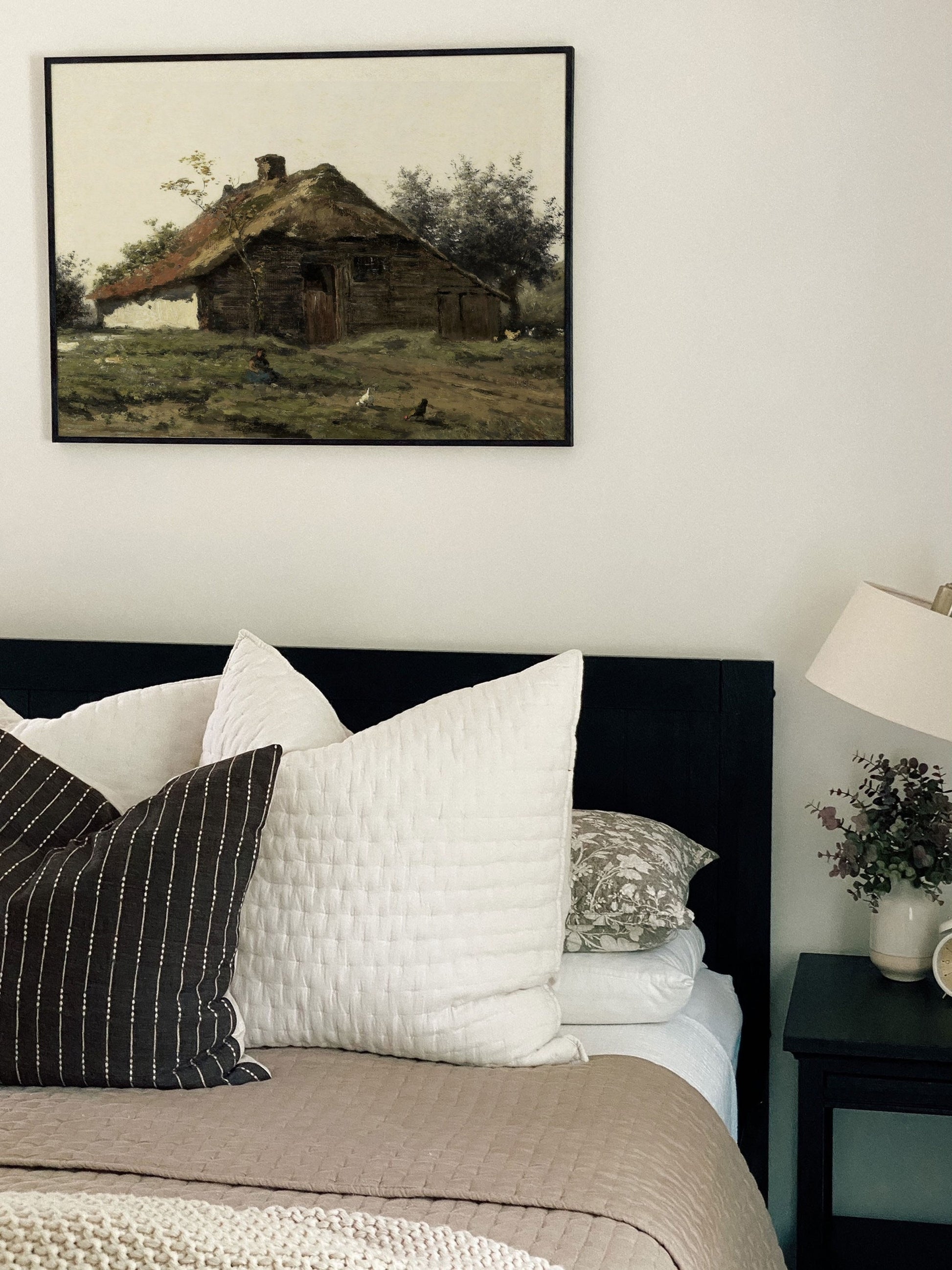 Vintage Country home with green and brown Wall Art