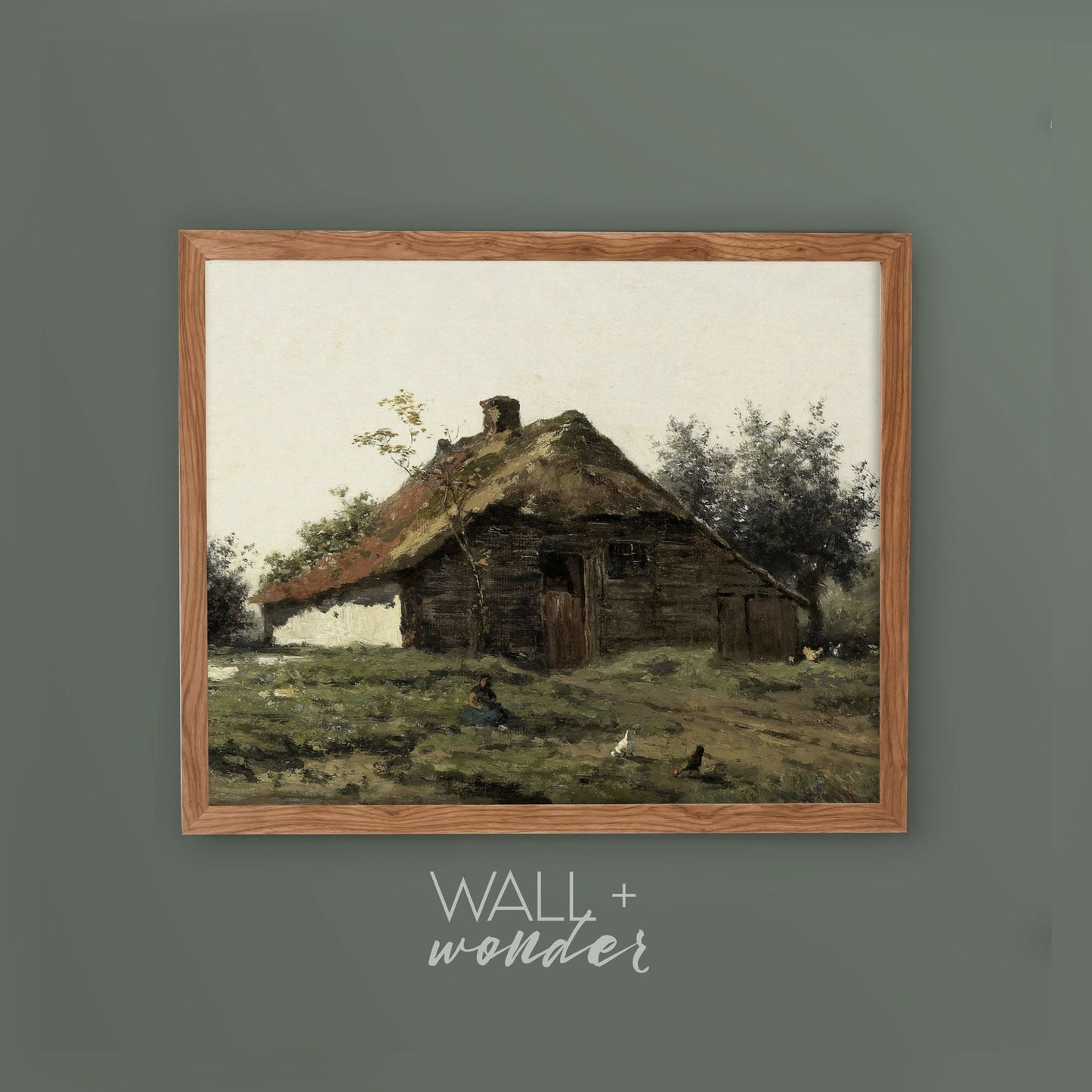 Vintage Country home with green and brown Wall Art