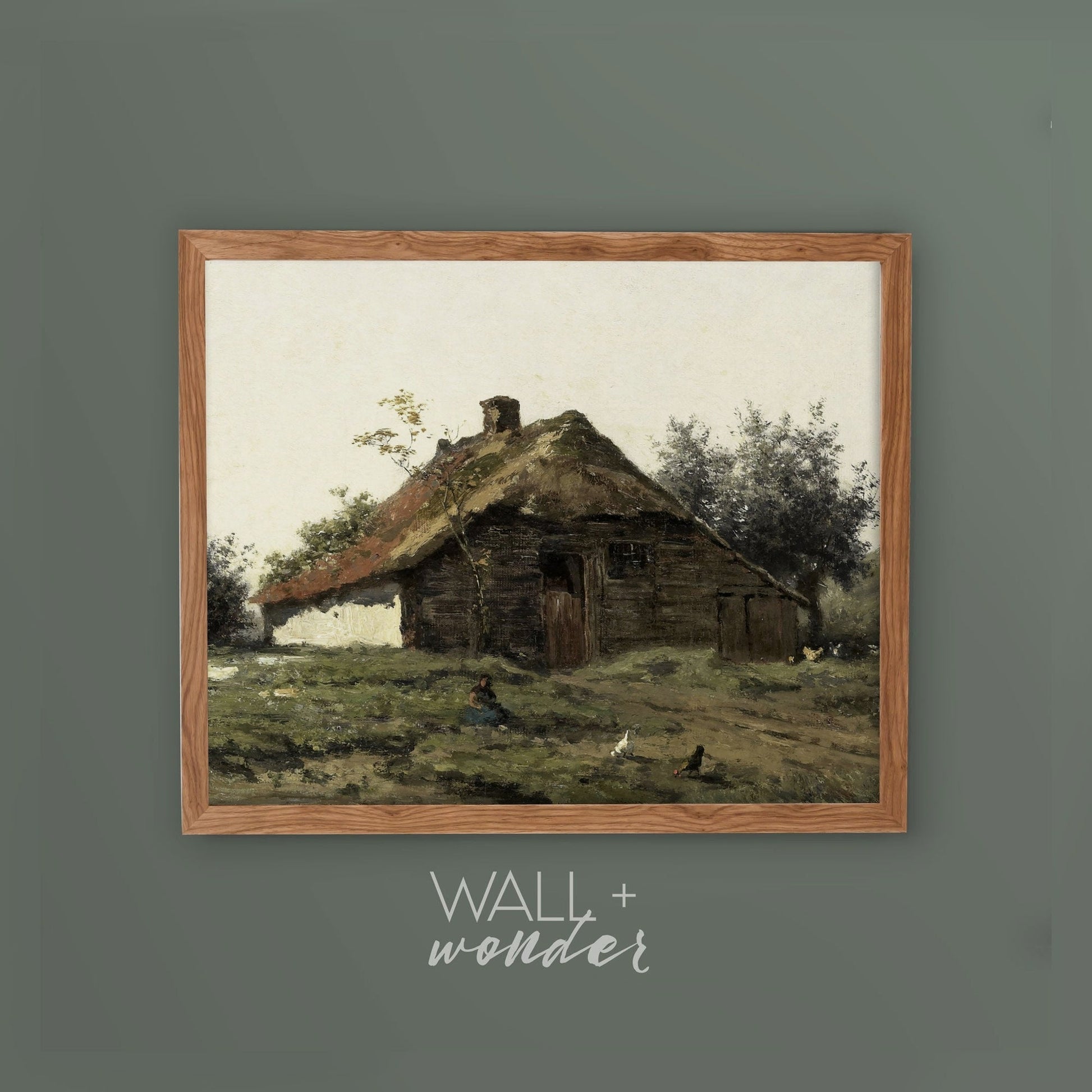 Vintage Country home with green and brown Wall Art