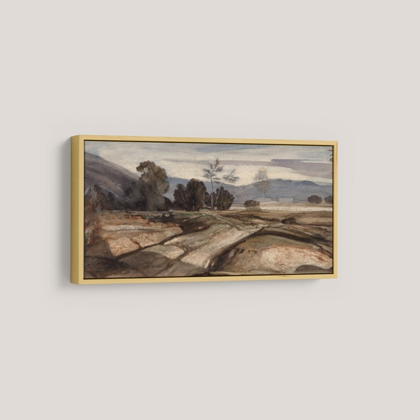 Vintage Long Horizontal Countryside Landscape Wall Art Print