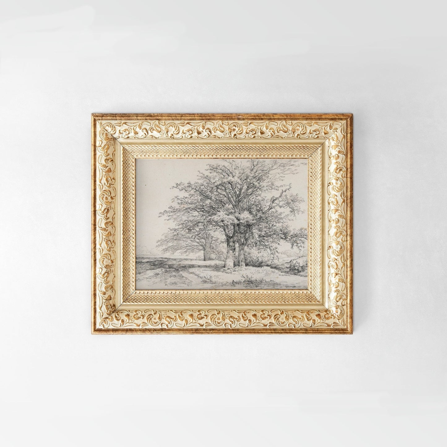 Vintage Tree Sketch Beige Art Print