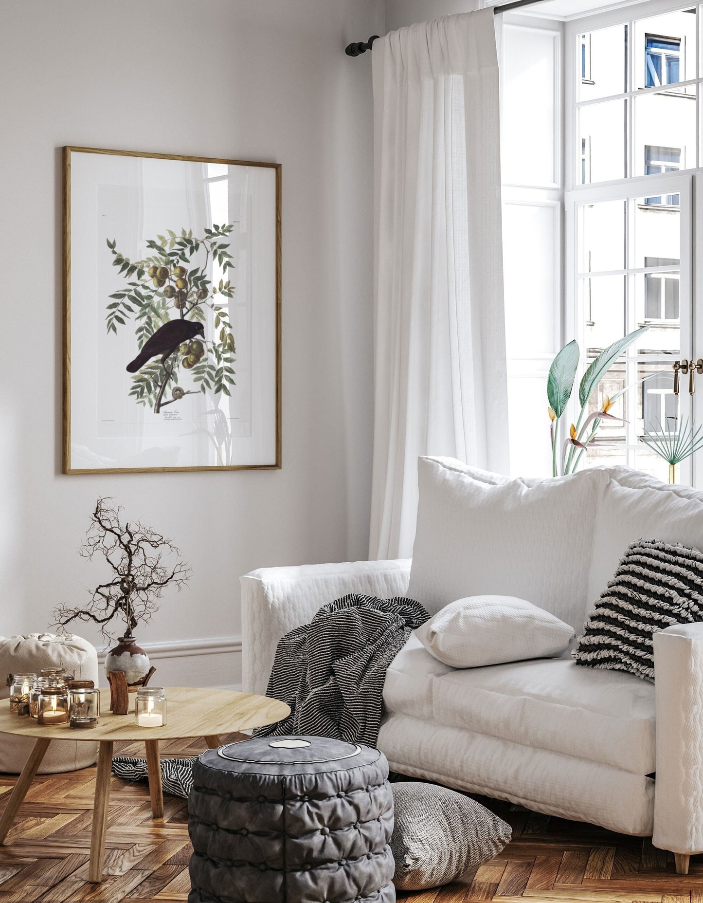 Vintage Black Bird Wall Art Print