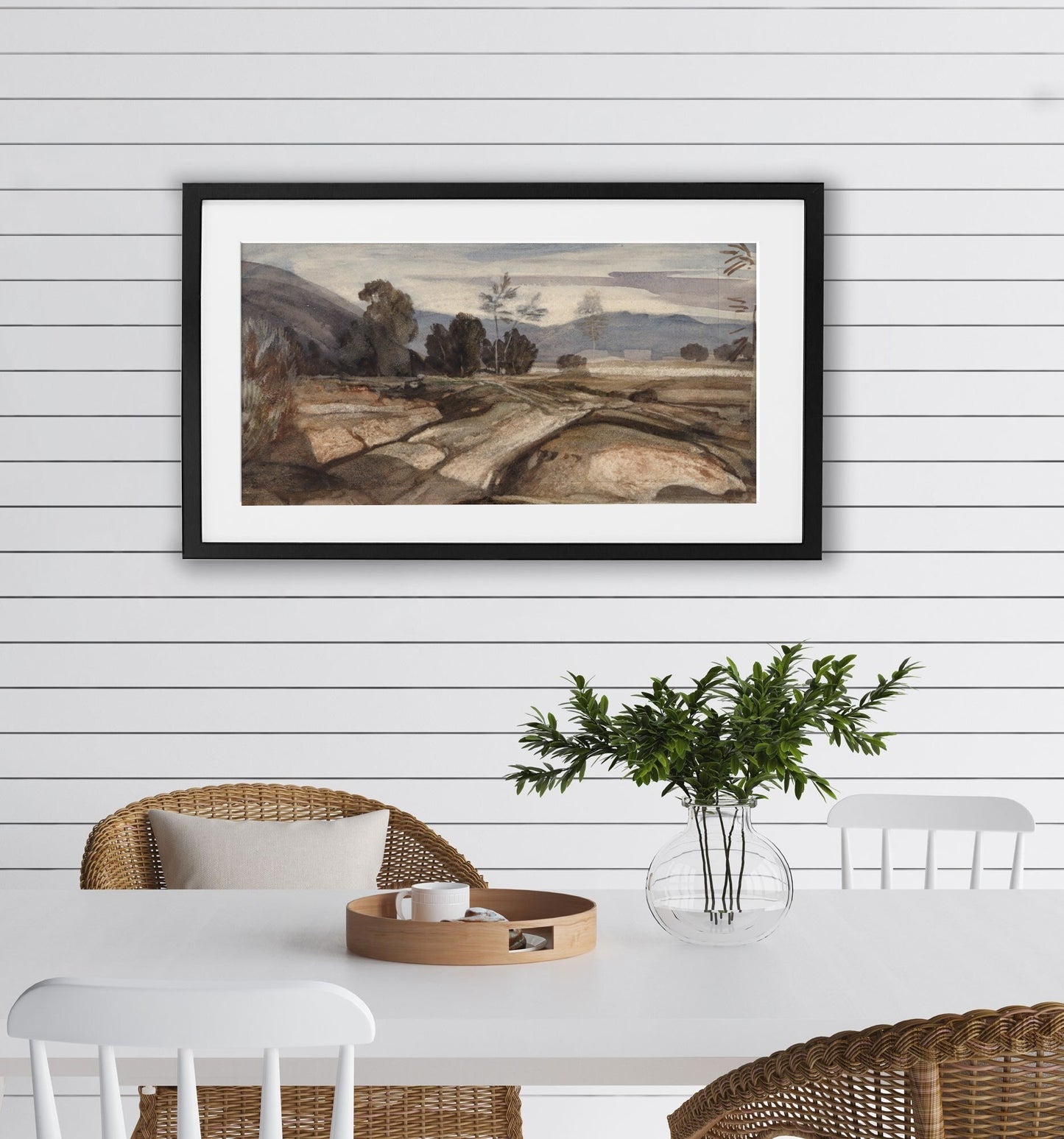 Vintage Long Horizontal Countryside Landscape Wall Art Print