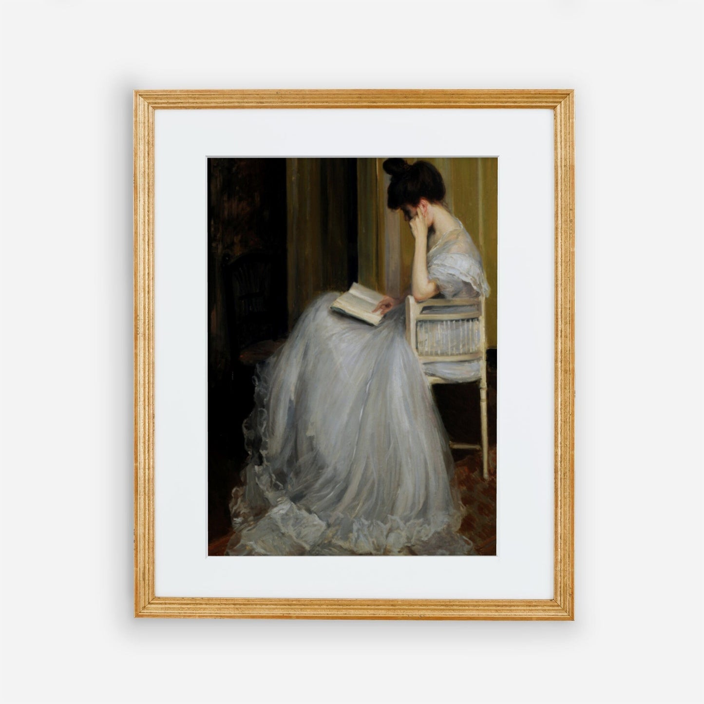 Vintage Woman Reading Oil Painting Print