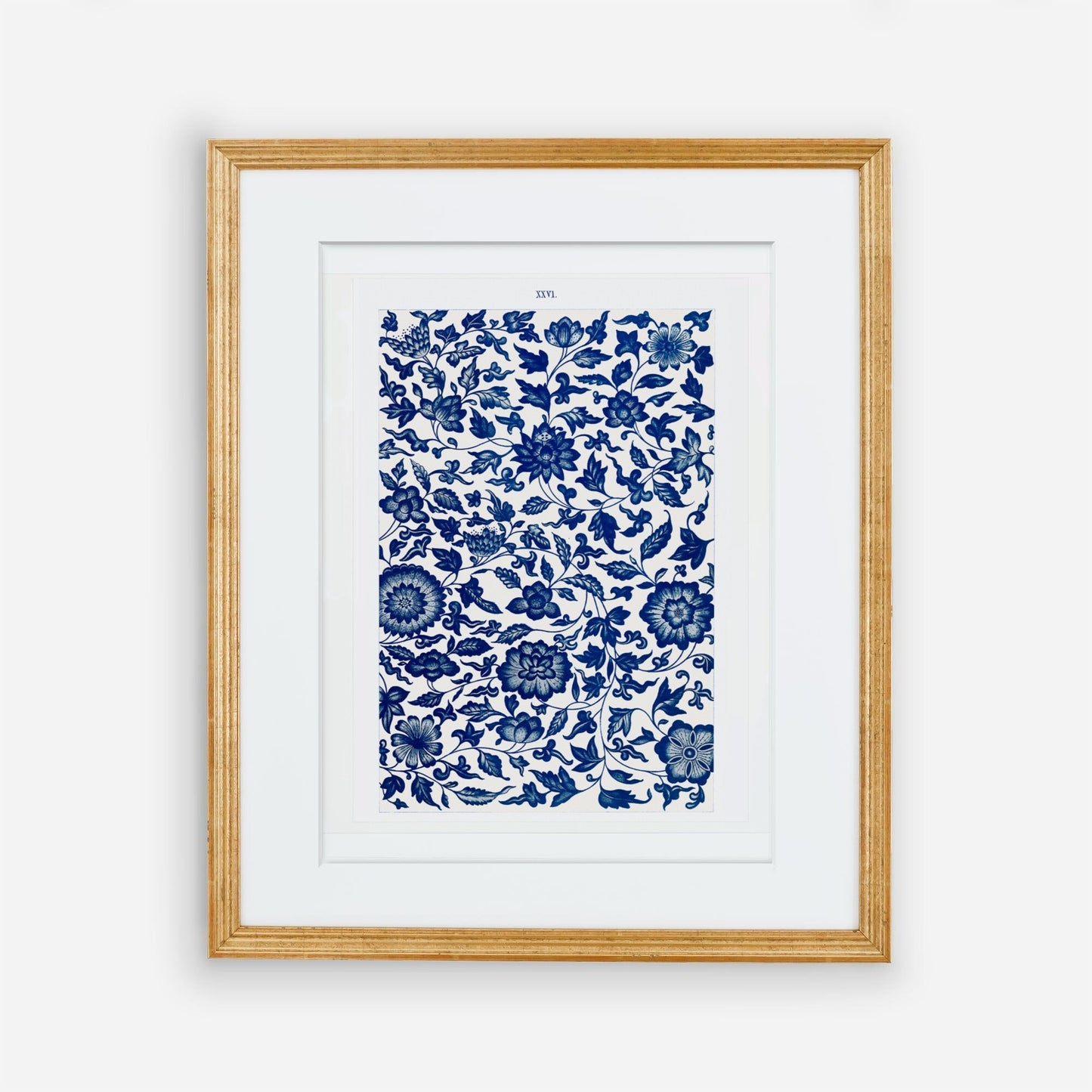 Vintage wallpaper patter in blue and white