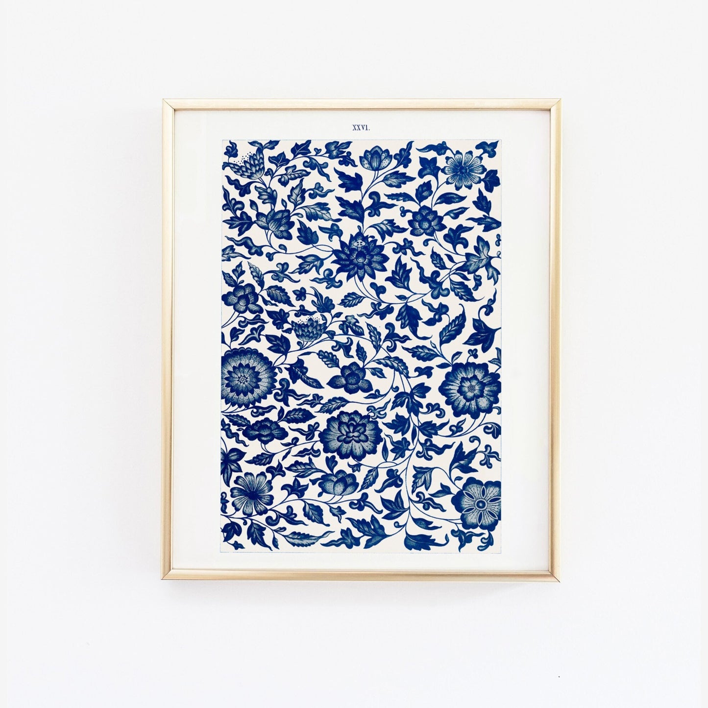 Vintage wallpaper patter in blue and white