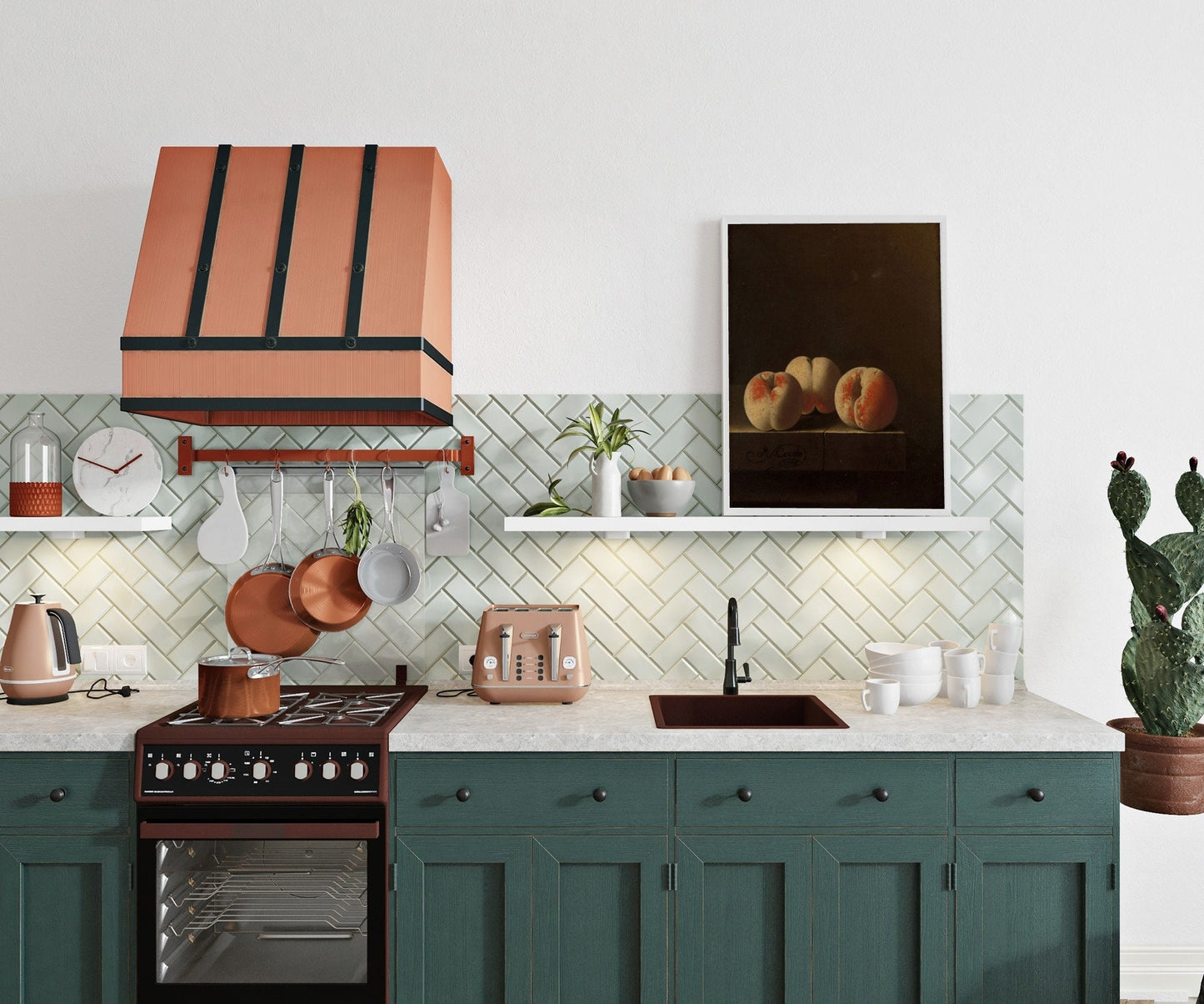Printed Vintage Peaches Fruit Kitchen Wall Art