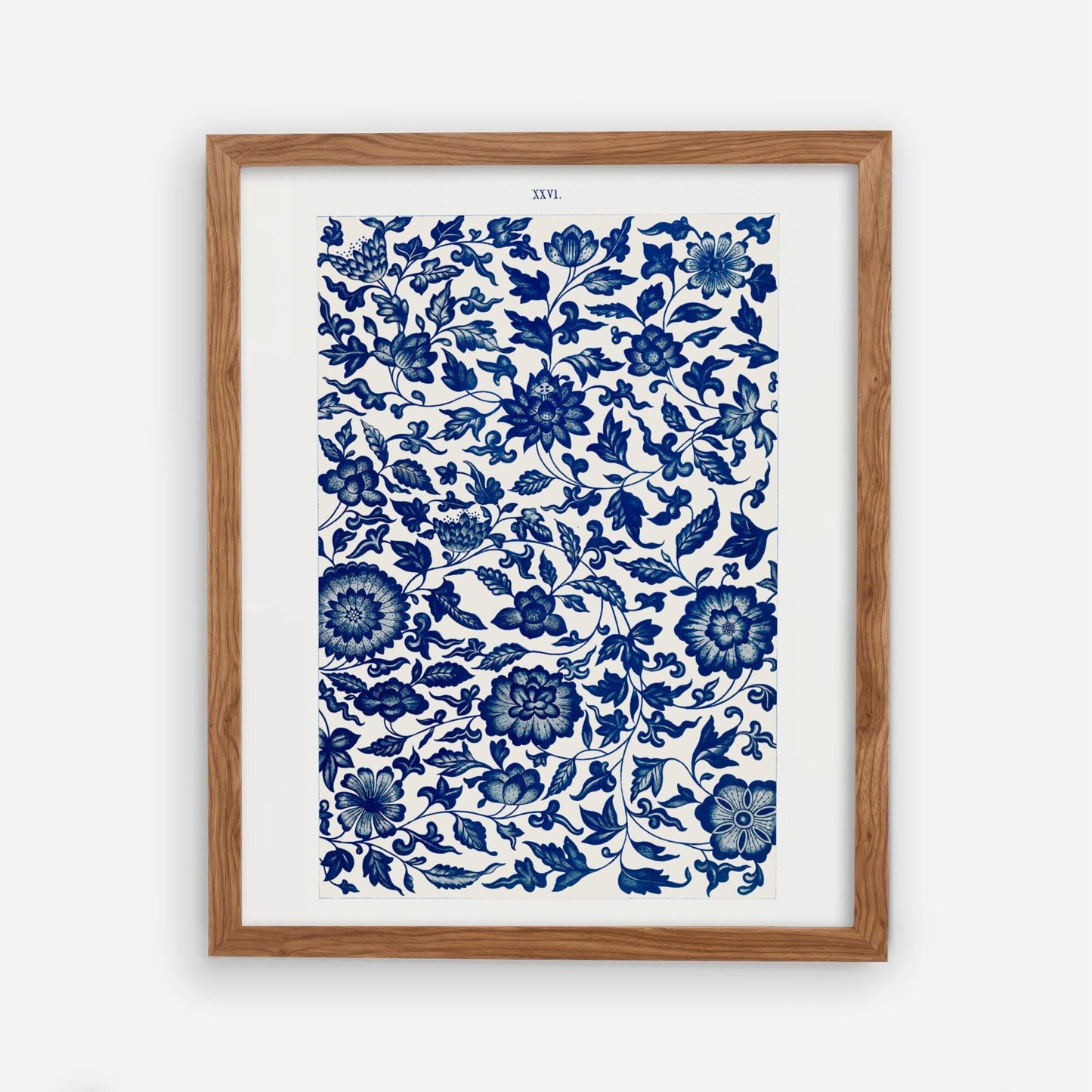 Vintage wallpaper patter in blue and white
