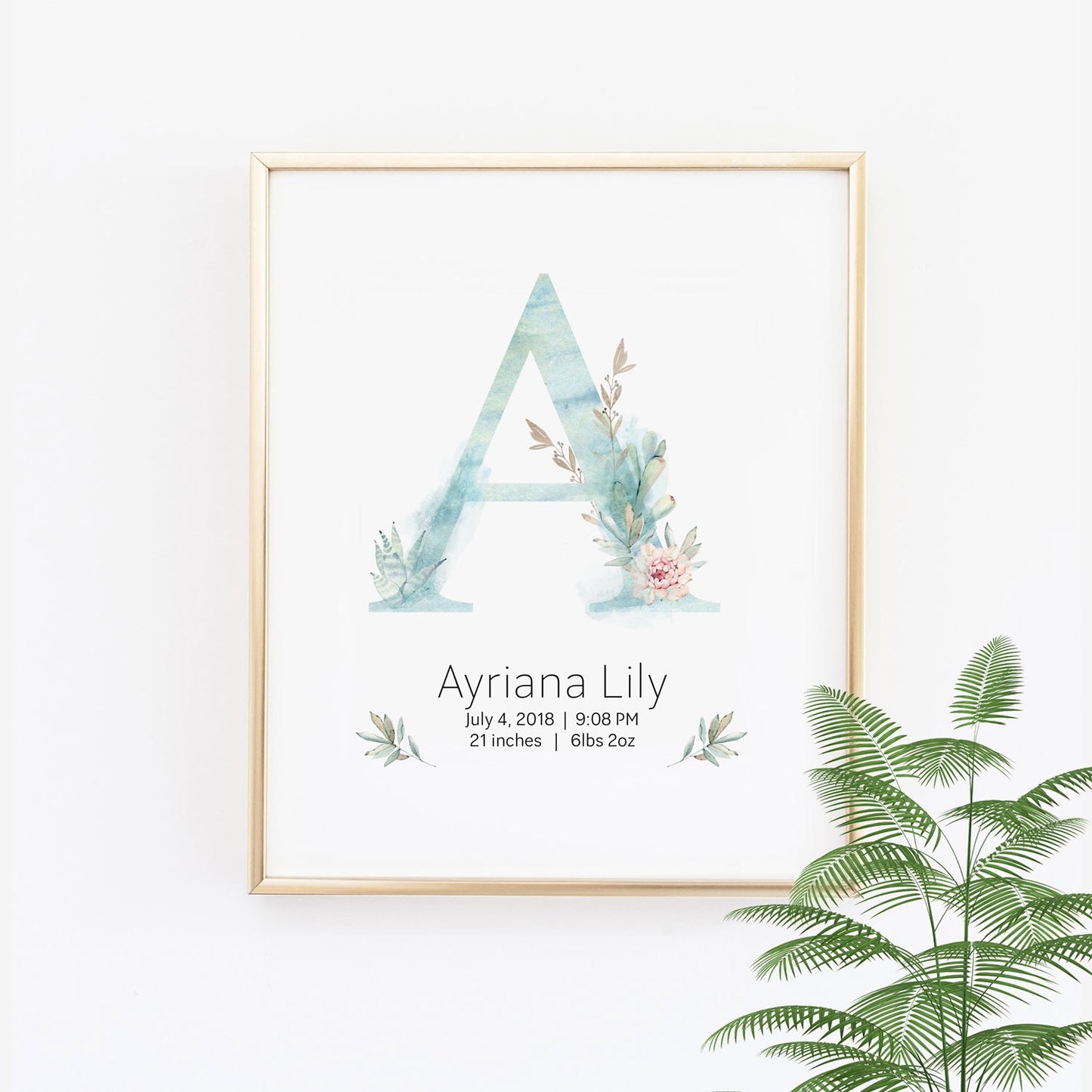 Customized Cactus Nursery Girl Name Wall Print Baby Keepsake - Wall Prints