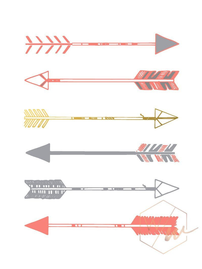 Wall and Wonder Wall Prints Coral Gold & Gray Nursery Wall Prints -  Set of 3