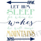 Nursery wall decor quotes Wall Prints Let him sleep for when he wakes he will move mountains - Navy and Mint