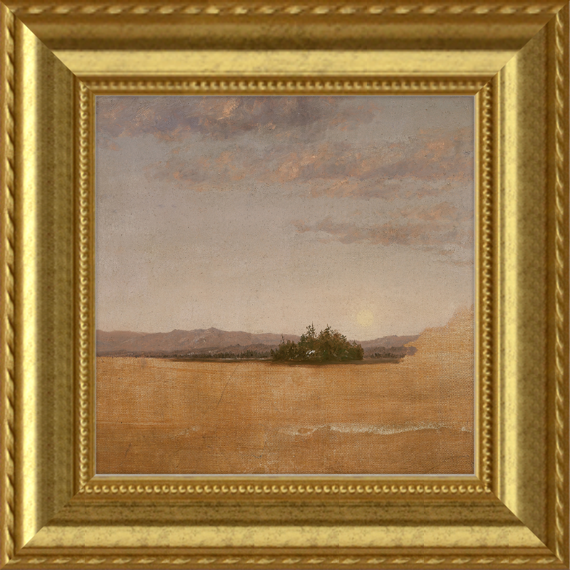 Beige Field - Small 6x6 Gold Vintage Framed Art