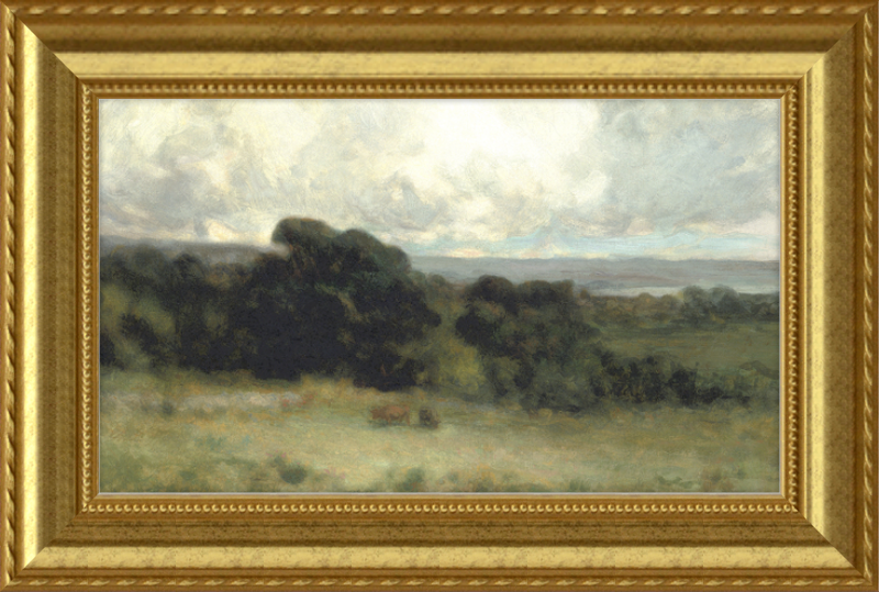 Green Landscape Framed Vintage Art