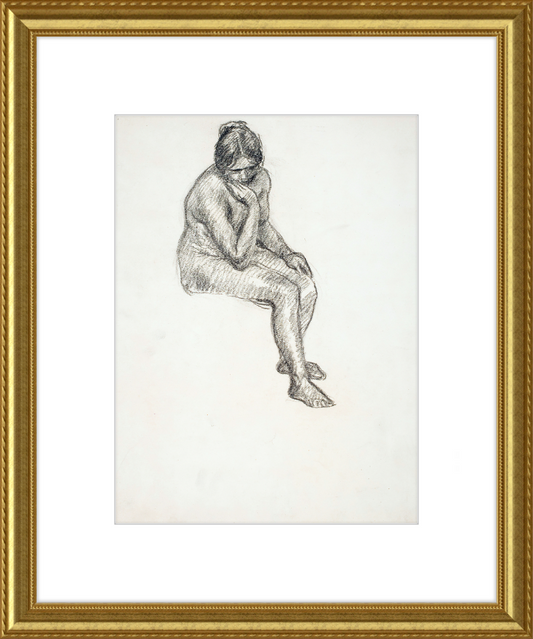 Woman Thinking Sketch Framed Art