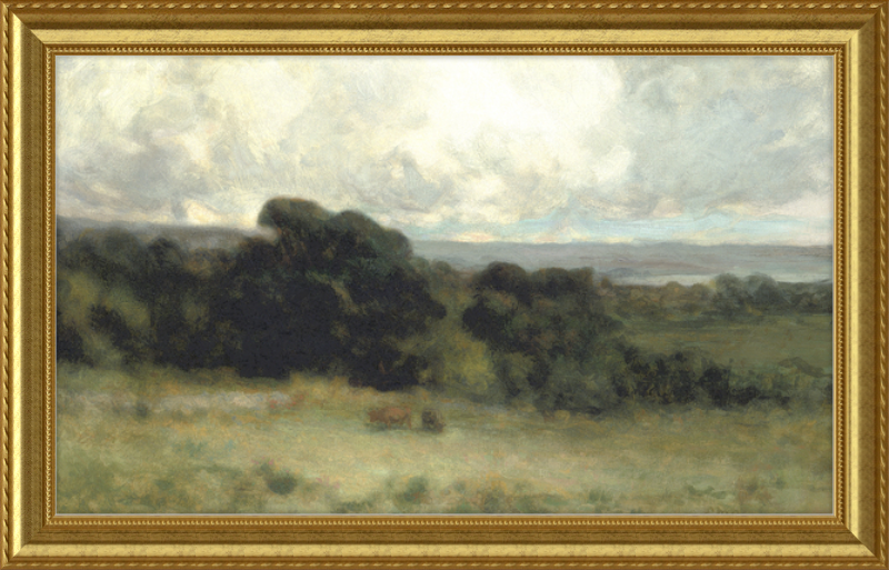 Green Landscape Framed Vintage Art