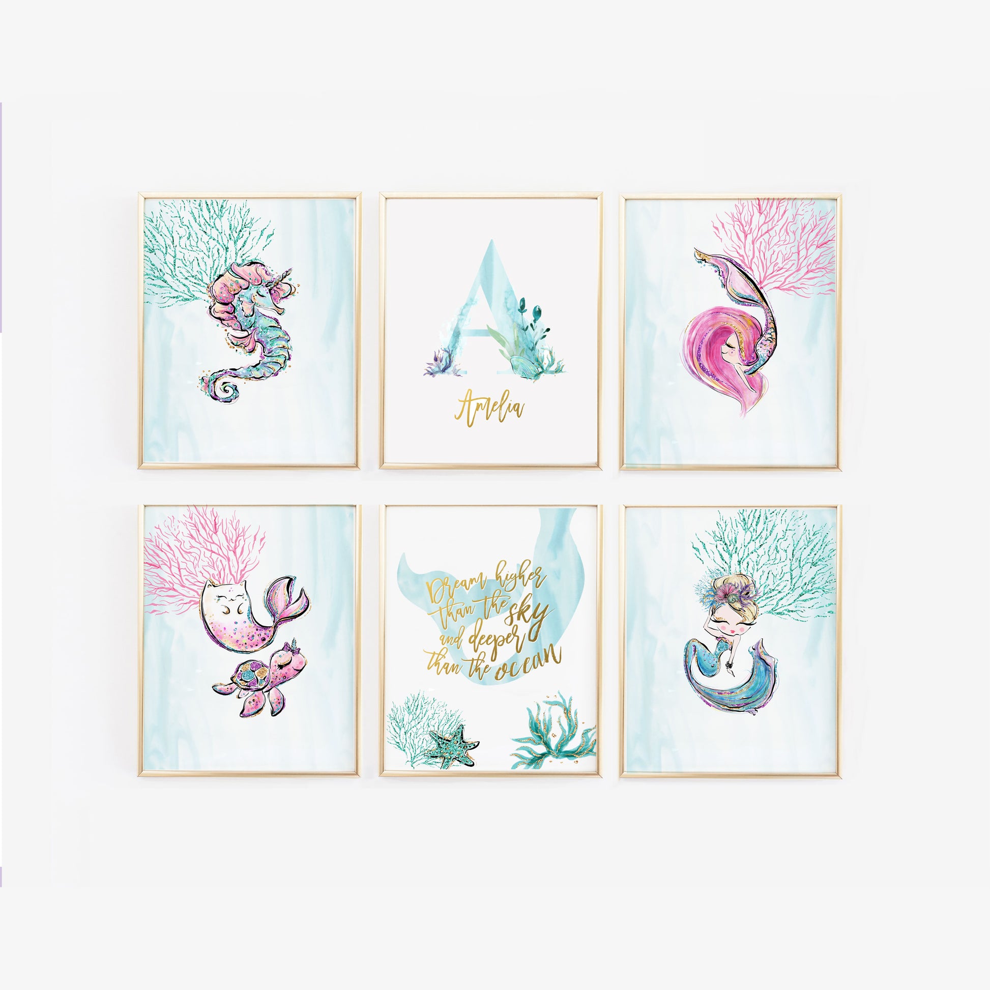 Mermaid Nursery Gallery Wall Art – Wall and Wonder