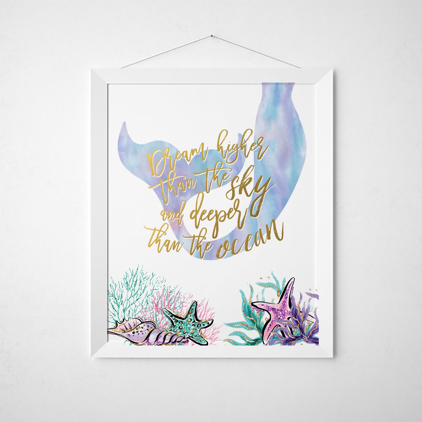 Mermaid kids decor print