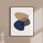 Mid Century Abstract Neutral Navy Taupe Shapes Art