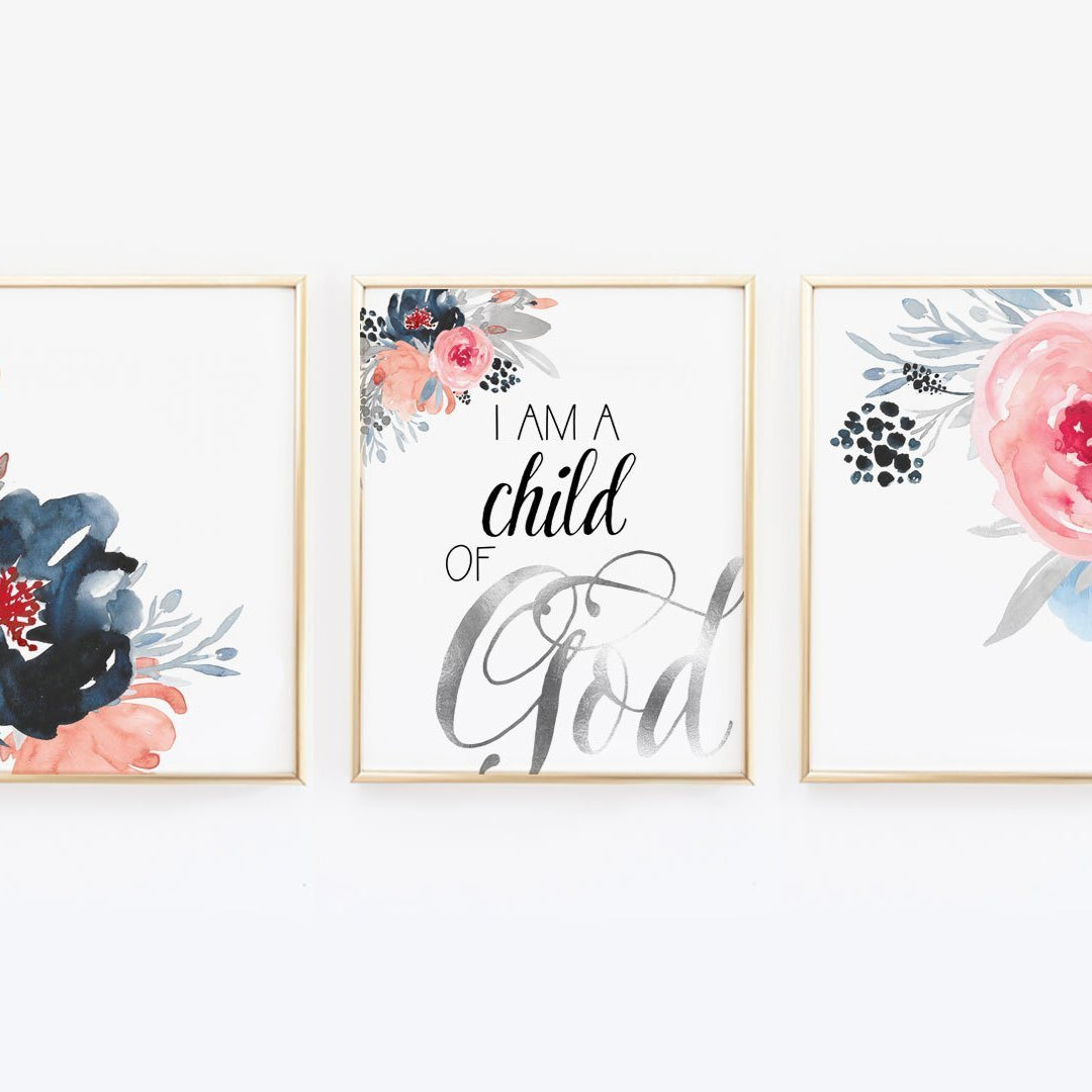 I am a child of God - Watercolor Flower Print - Wall Prints