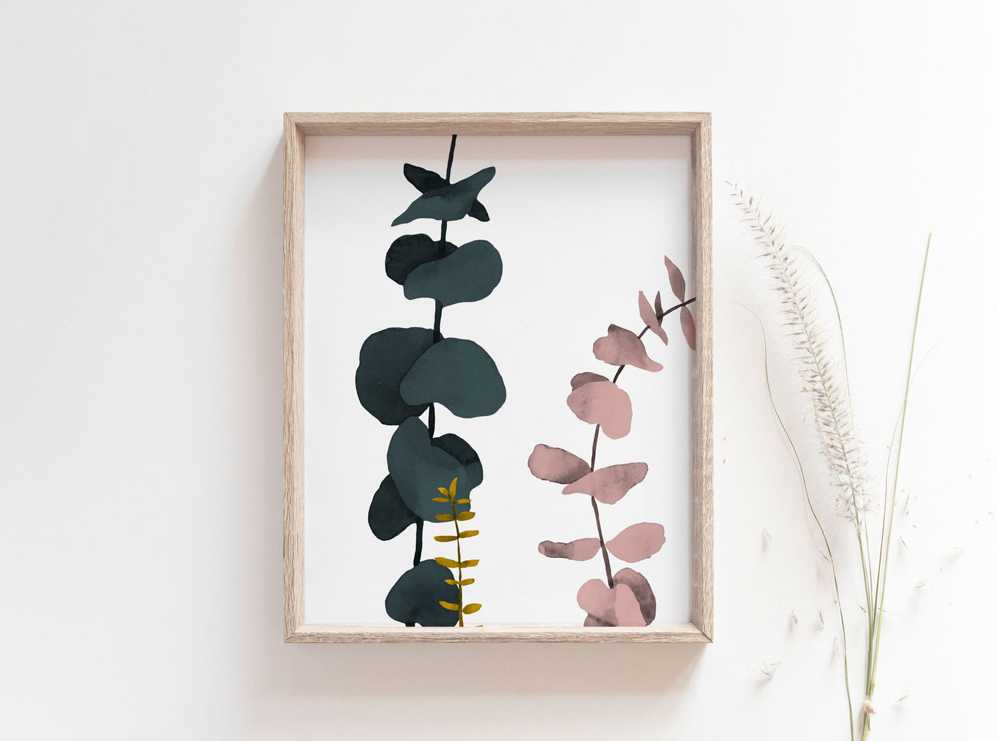 Eucalyptus White Print Wall Art - Minimalist Abstract Print